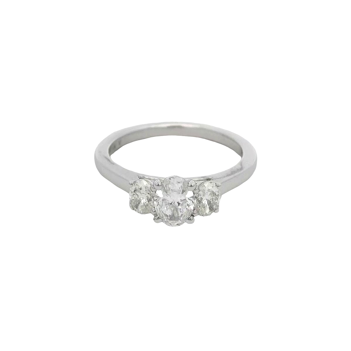 14k Gold Oval Three Diamond Engagment Ring