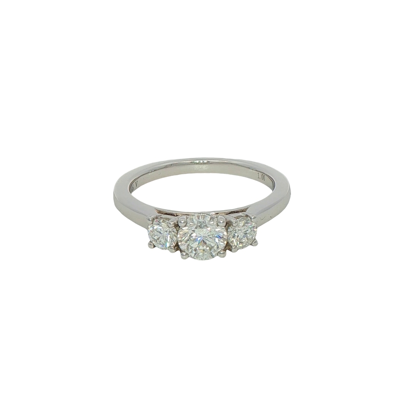 14k White Gold Three Stone Diamond Engagement Ring