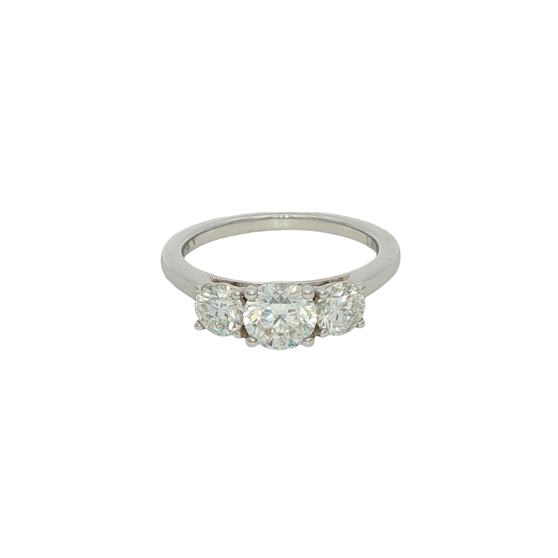 14k White Gold Three Stone Diamond Engagement Ring