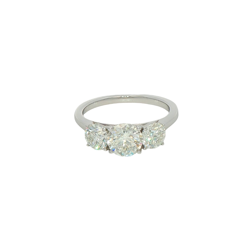 14k White Gold Three Stone Diamond Engagement Ring