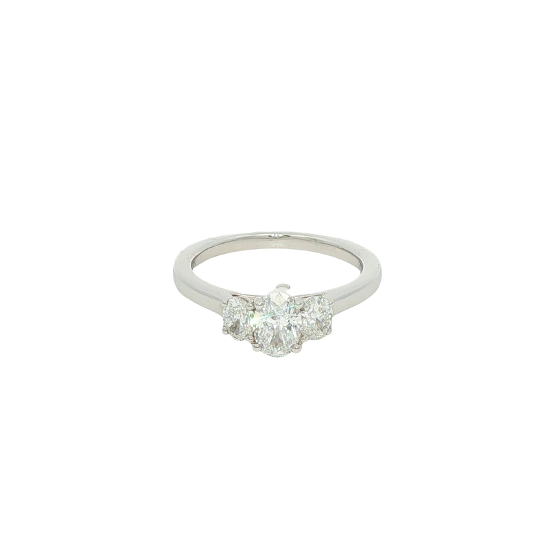 14k Gold Oval Three Stone Diamond Engagment Ring