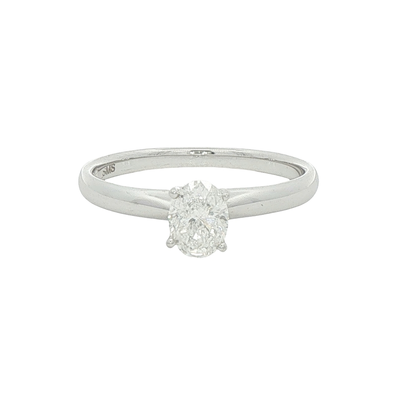 14k White Gold Solitaire Diamond Engagement Ring