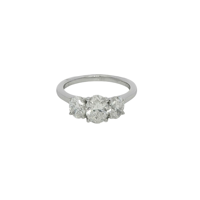14k White Gold Three Stone Diamond Engagement Ring