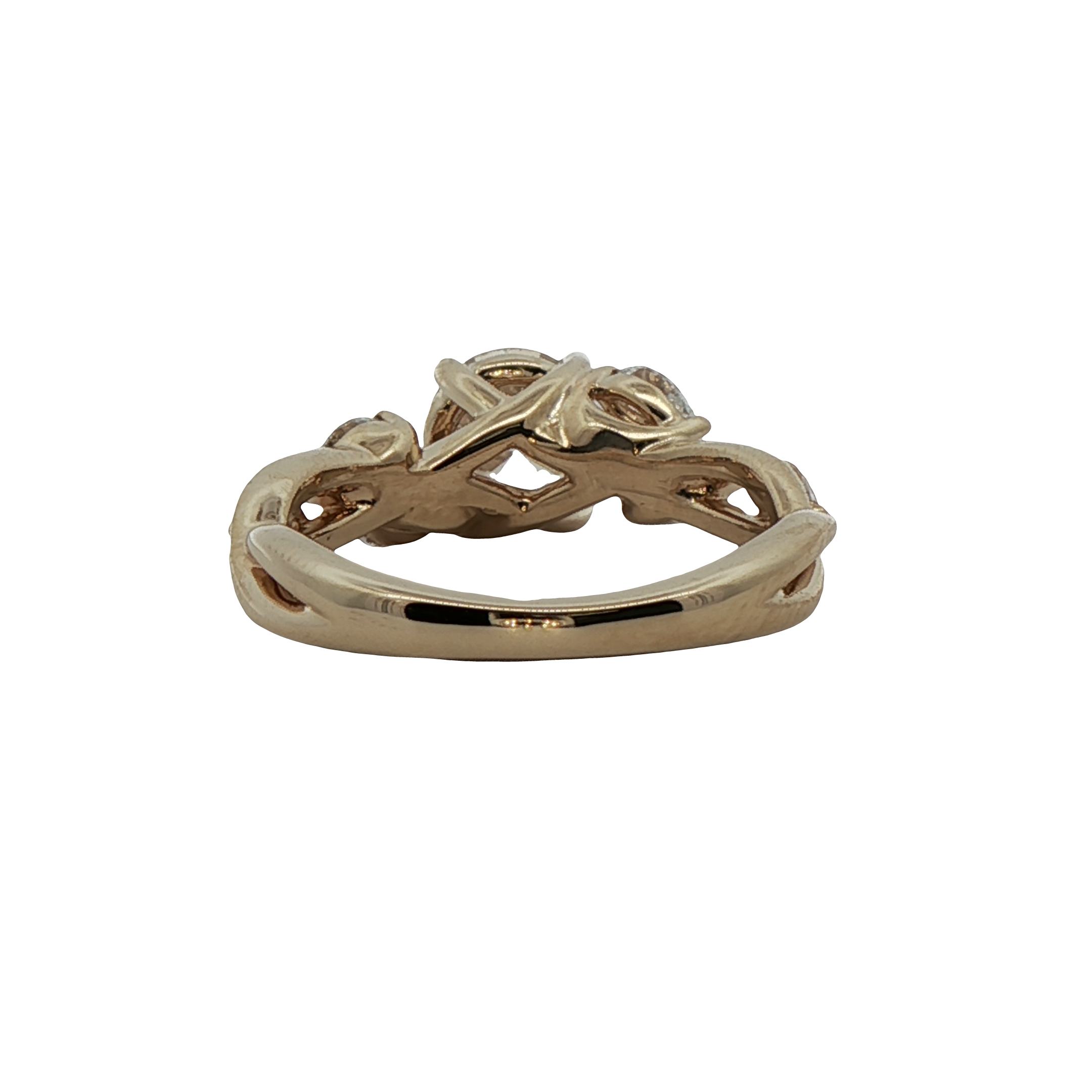 14k Yellow Gold Floral Accented Engagement Ring