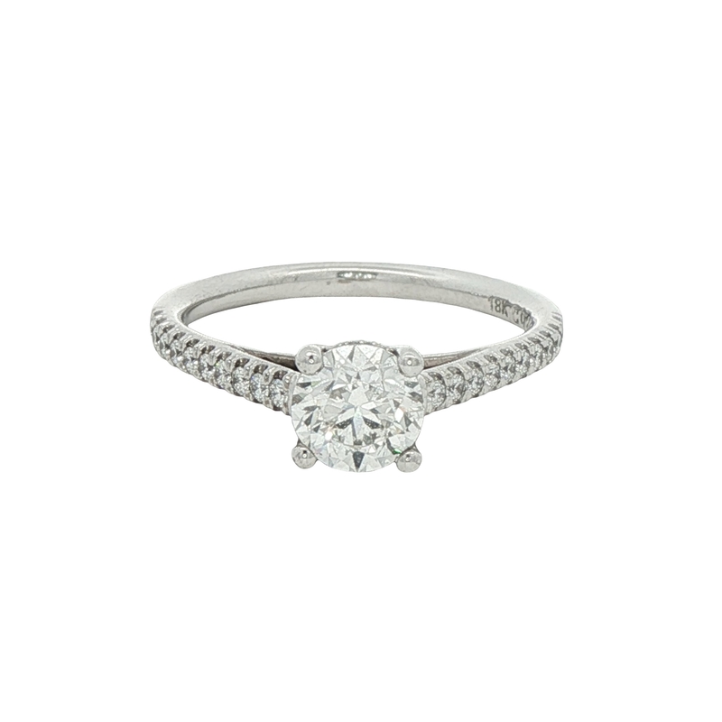 18k White Gold Round Diamond Engagement Ring