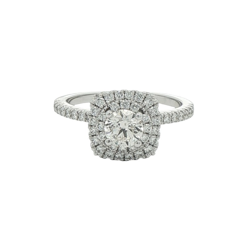 14k White Gold Double Halo Engagement Ring