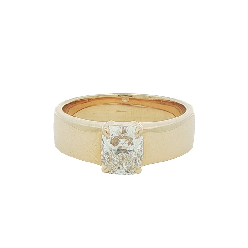 14k Yellow Gold Cushion Cut Diamond Engagement Ring