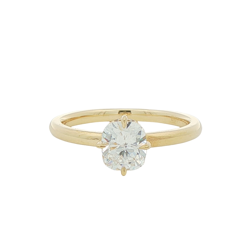 18k Yellow Gold Cushion Cut Diamond Engagement Ring
