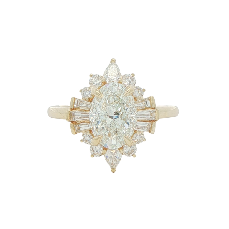 14k Yellow Gold Ballerina Diamond Engagement Ring