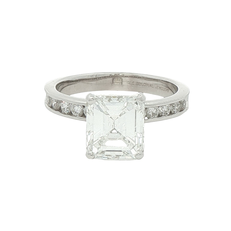 14k White Gold Emerald Cut Engagement Ring
