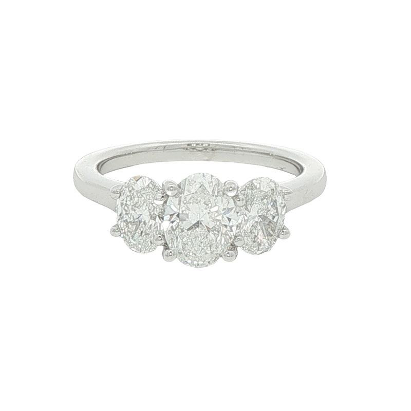 14k White Gold Three Stone Engagement Ring