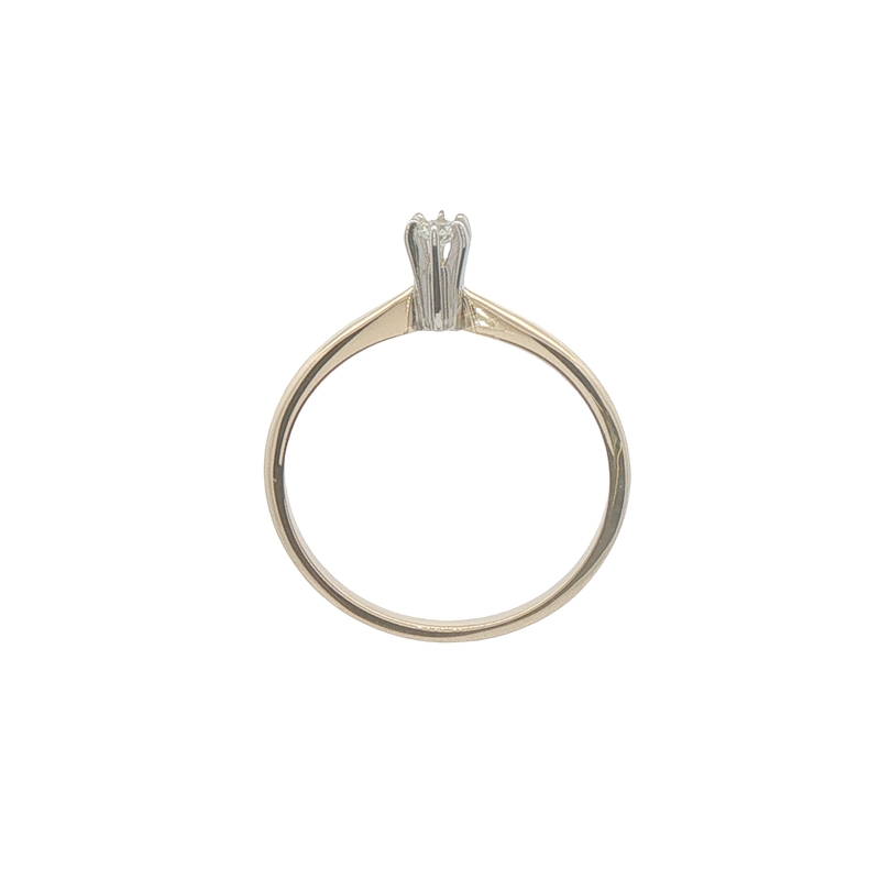 Lady's Yellow 14 Karat 6 Prong Solitaire Engagement Ring Set With One = 0.08ct Round Brilliant H Vs Diamond
