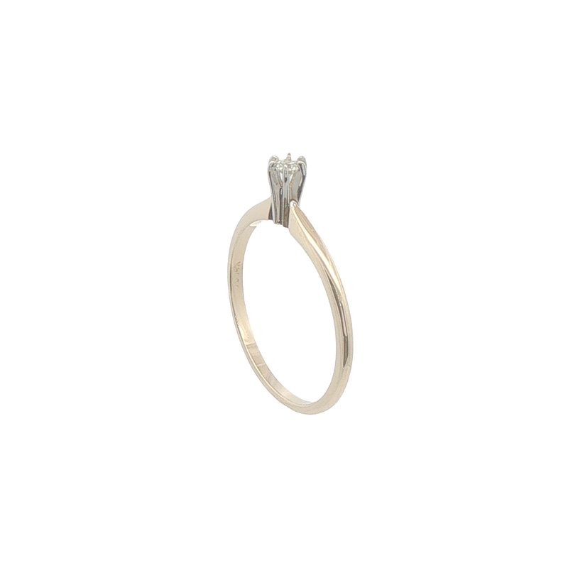 Lady's Yellow 14 Karat 6 Prong Solitaire Engagement Ring Set With One = 0.08ct Round Brilliant H Vs Diamond