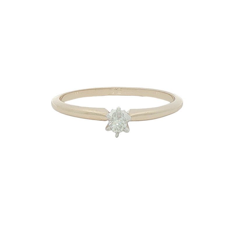 Lady's Yellow 14 Karat 6 Prong Solitaire Engagement Ring Set With One = 0.08ct Round Brilliant H Vs Diamond
