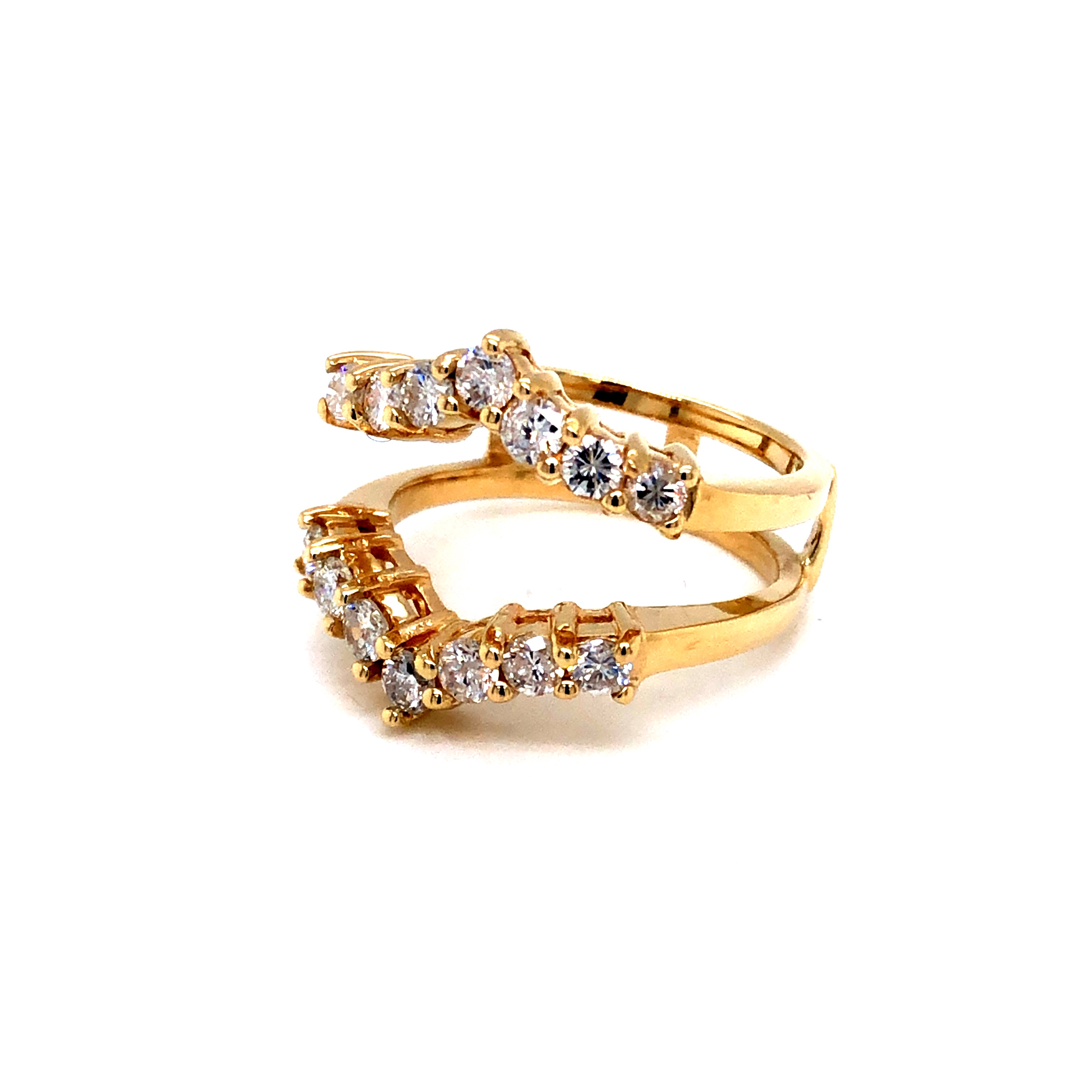 14 Karat yellow gold Split Insert Ring With 14=0.75TW Round Brilliant G I1 Diamonds