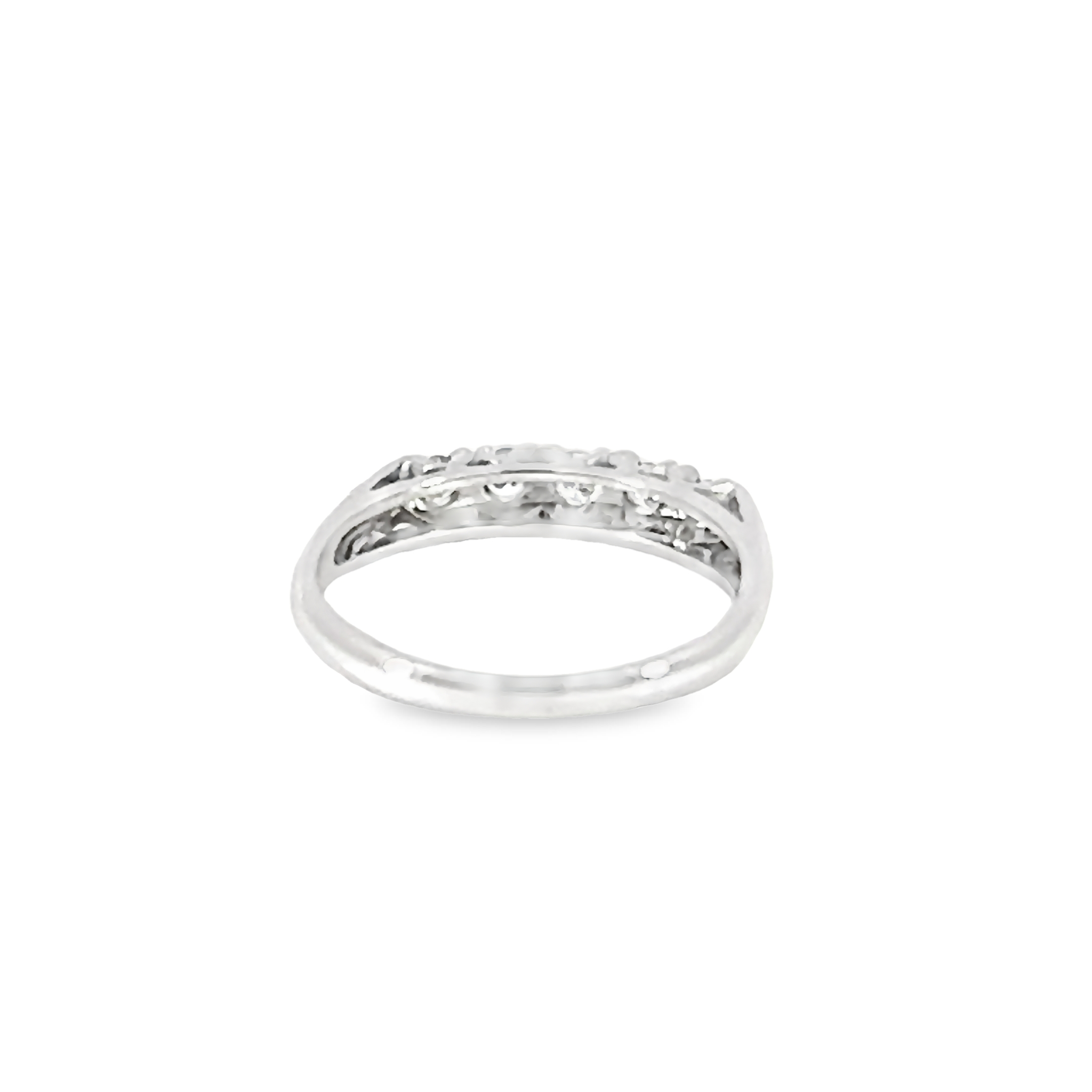 14k White Gold Five Diamond Wedding Band