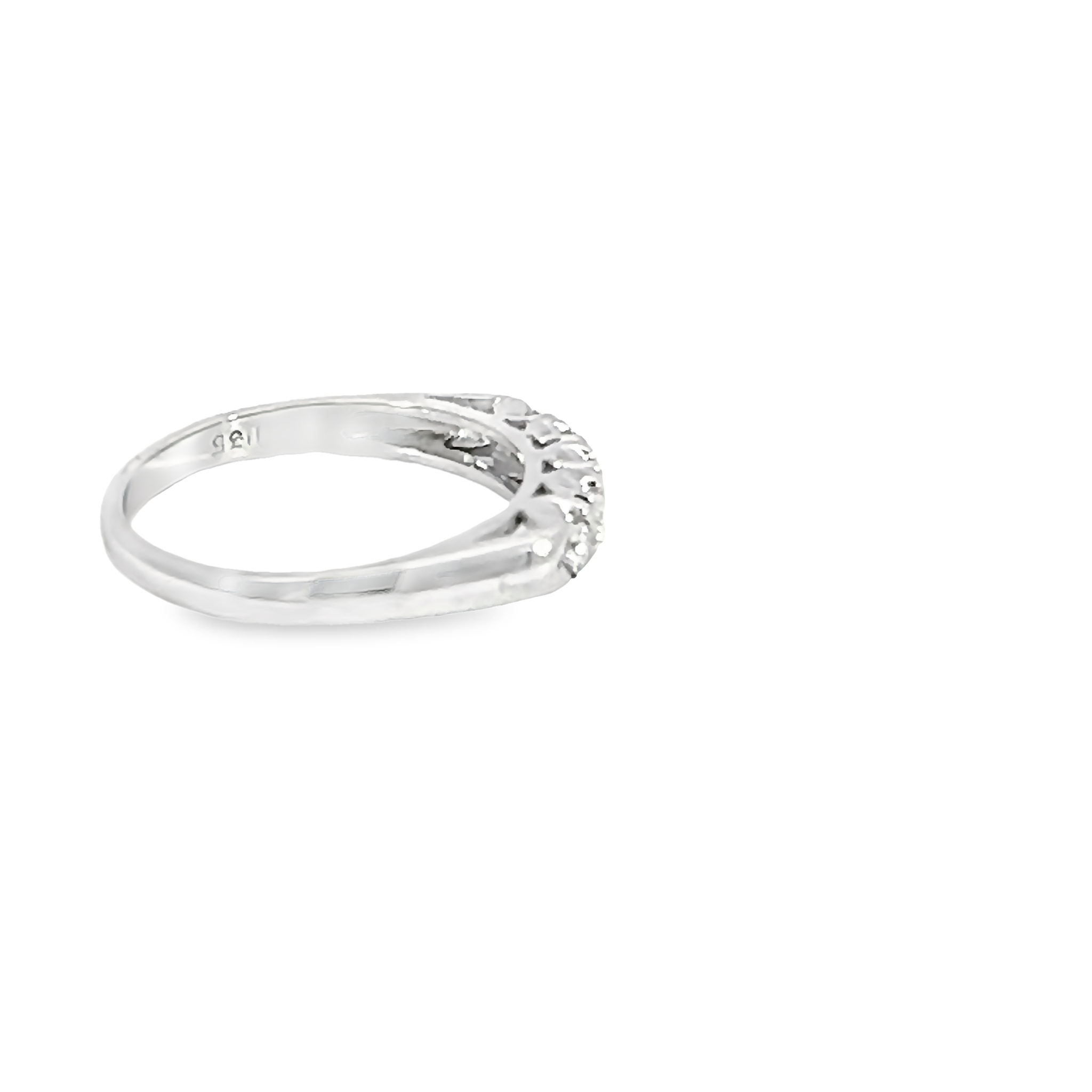 14k White Gold Five Diamond Wedding Band