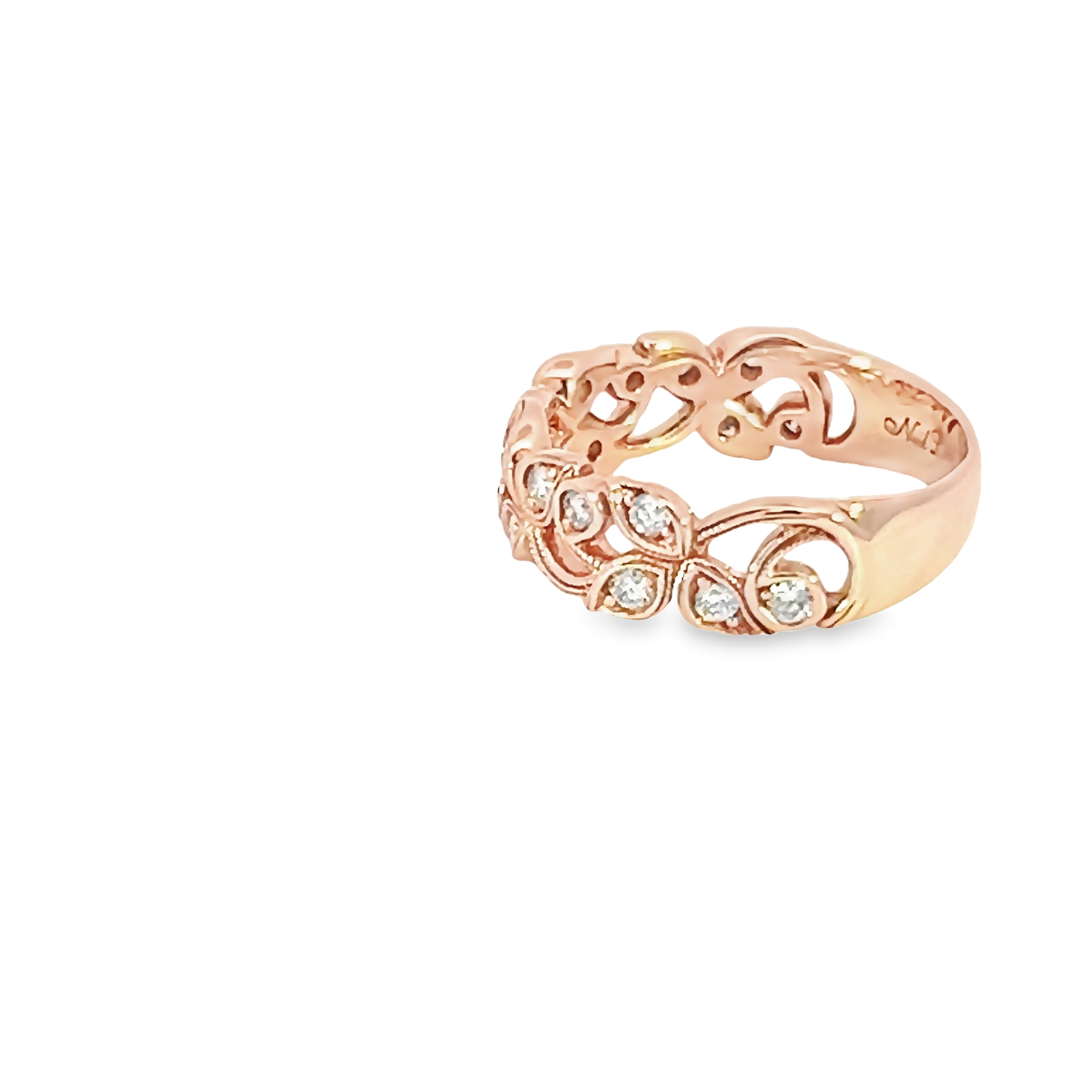 14k Rose Gold Leaf Diamond Wedding Band