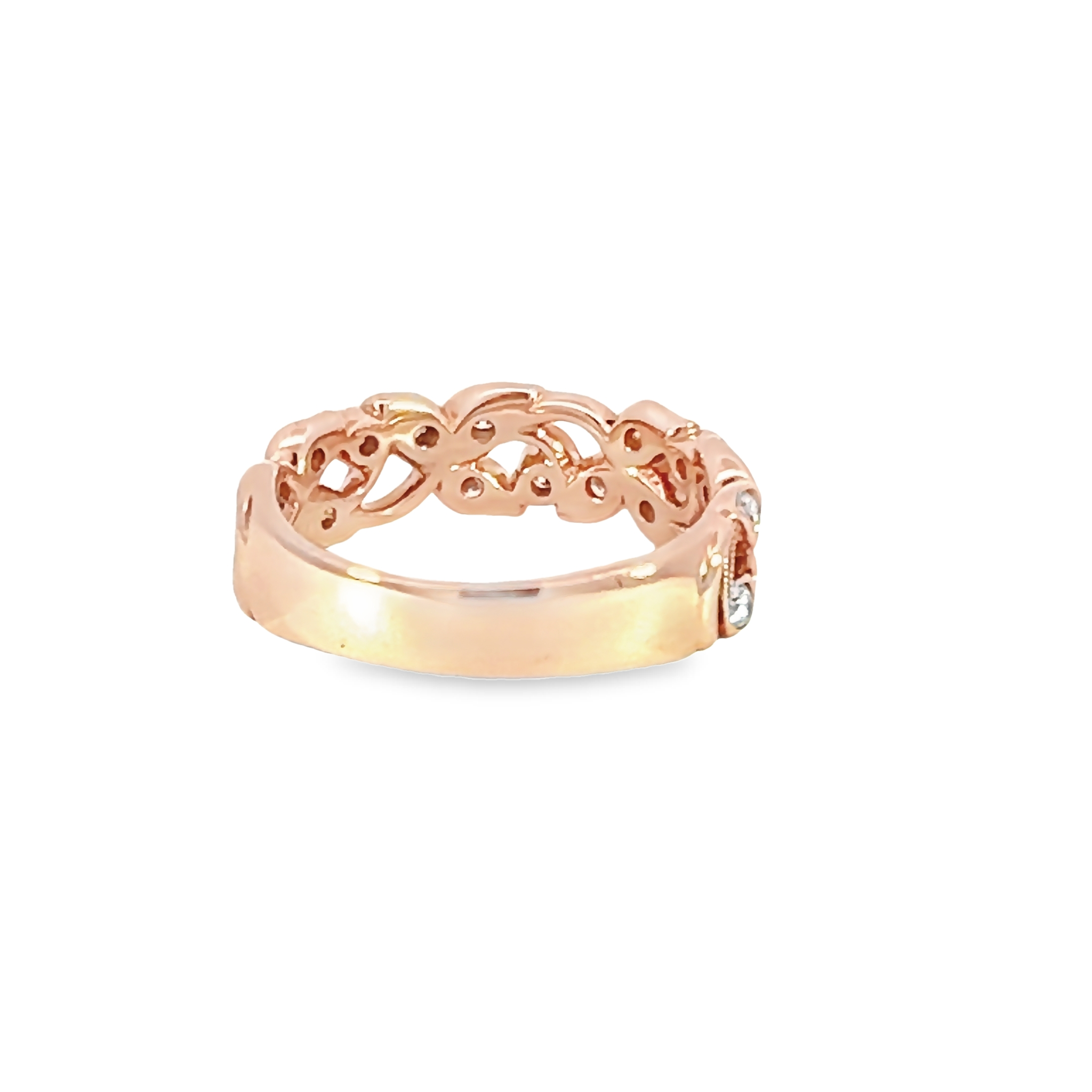 14k Rose Gold Leaf Diamond Wedding Band