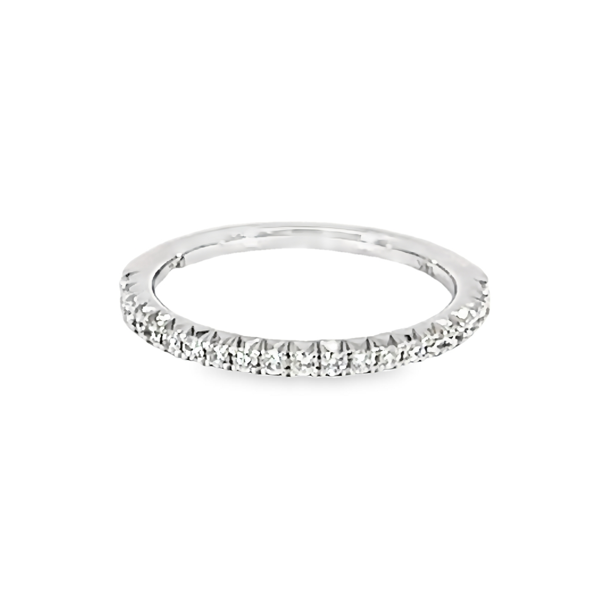 14 Karat white gold wedding band with 21=0.26tw round brilliant G VS Diamonds