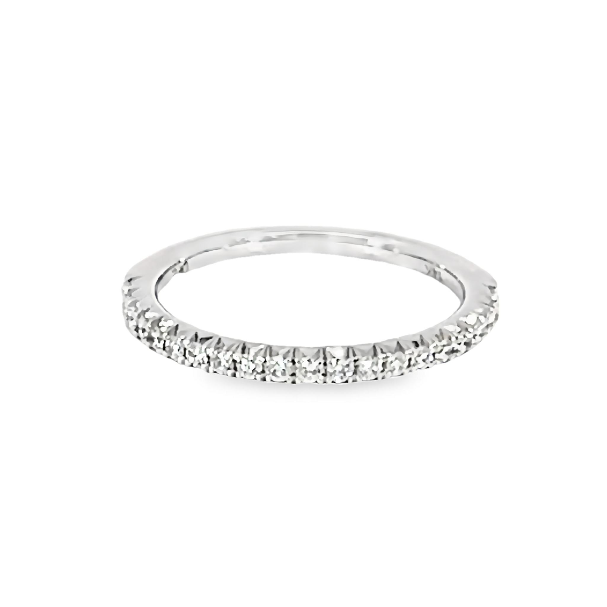 14k White Gold Prong Set Diamond Wedding Band