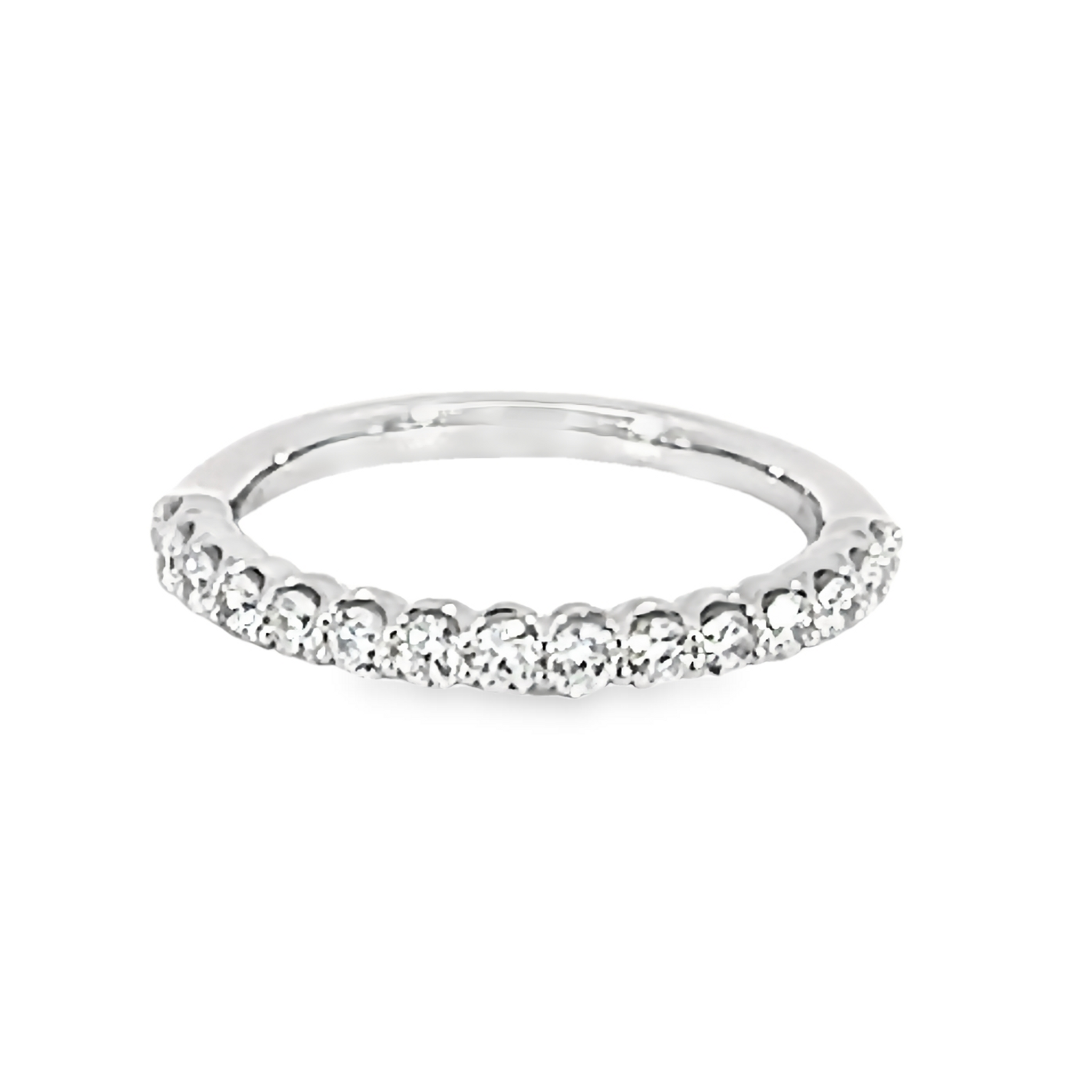 14k White Gold Individual Prong Diamond Wedding Band - 001-110-04407