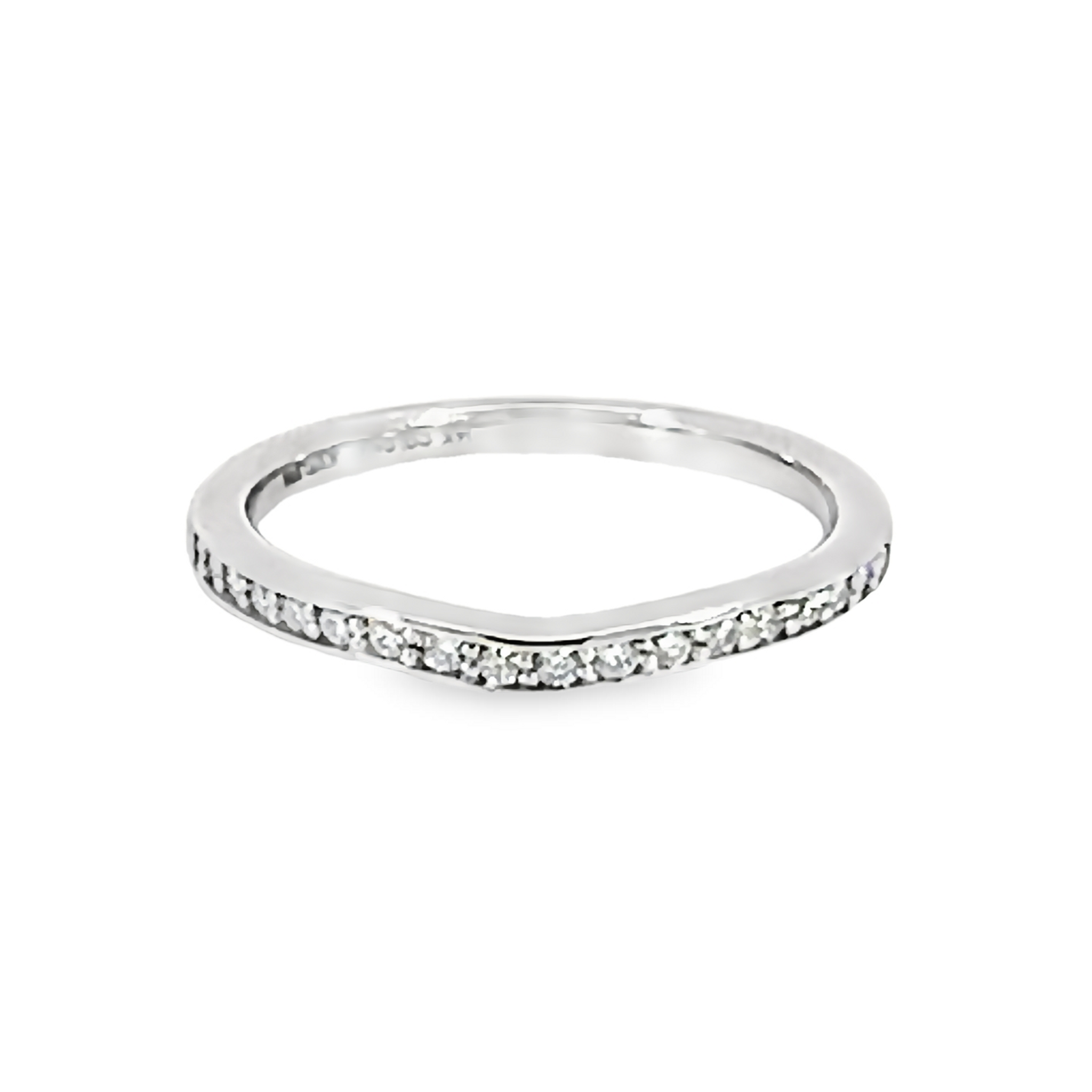 14 Karat white gold curved Wedding Band