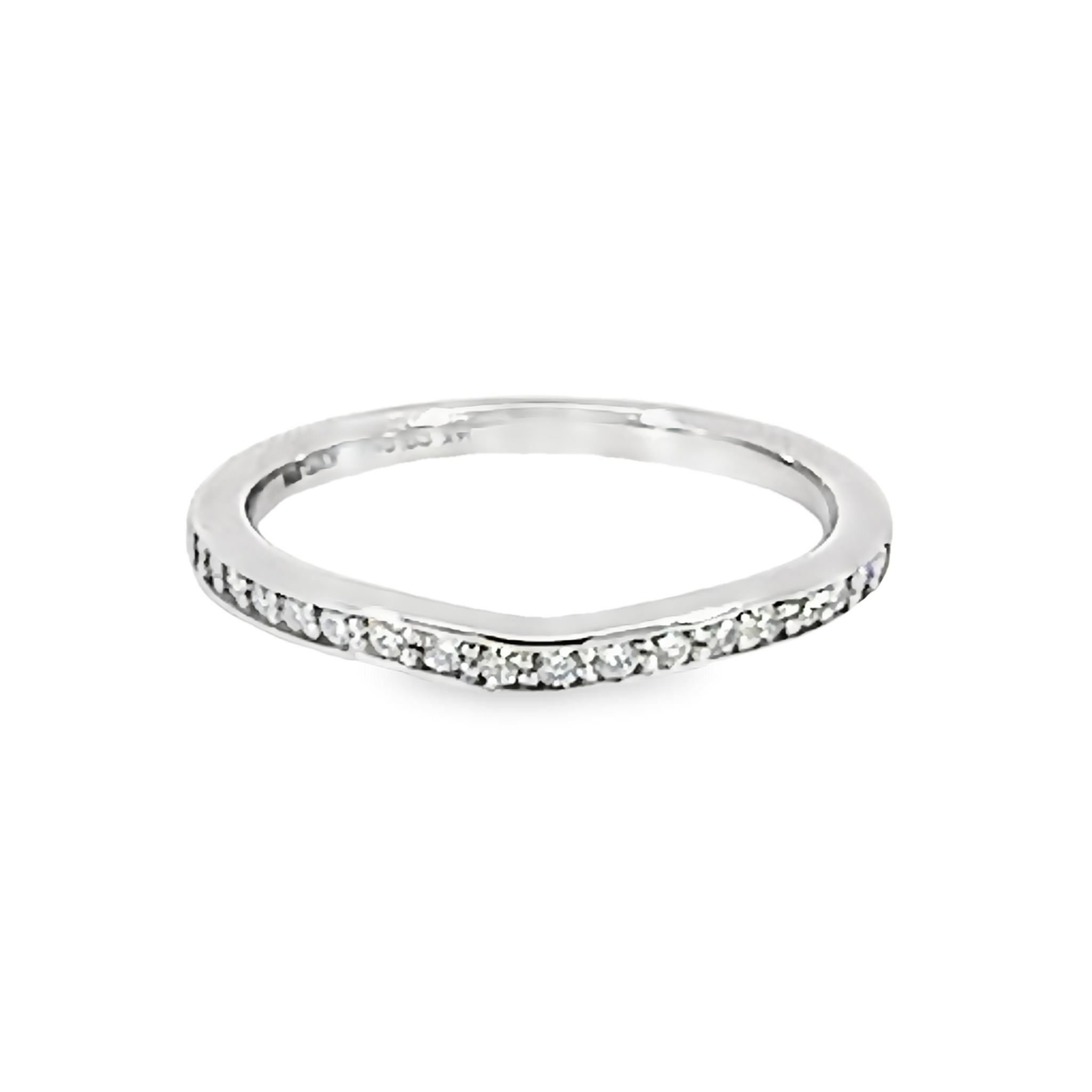 14k White Gold Curved Diamond Wedding Band