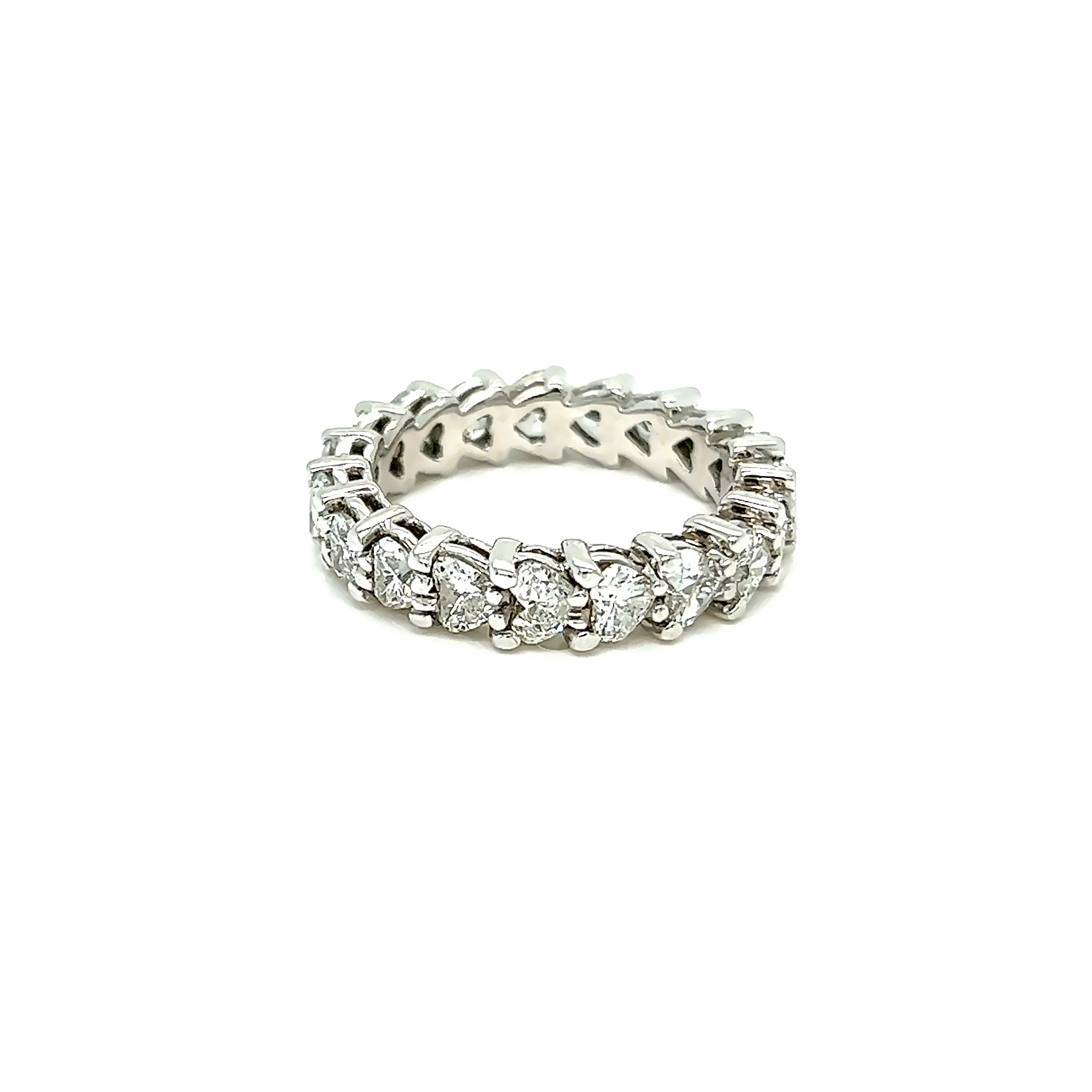 14 Karat white gold eternity wedding band with 19=3.57tw Heart G SI Diamonds