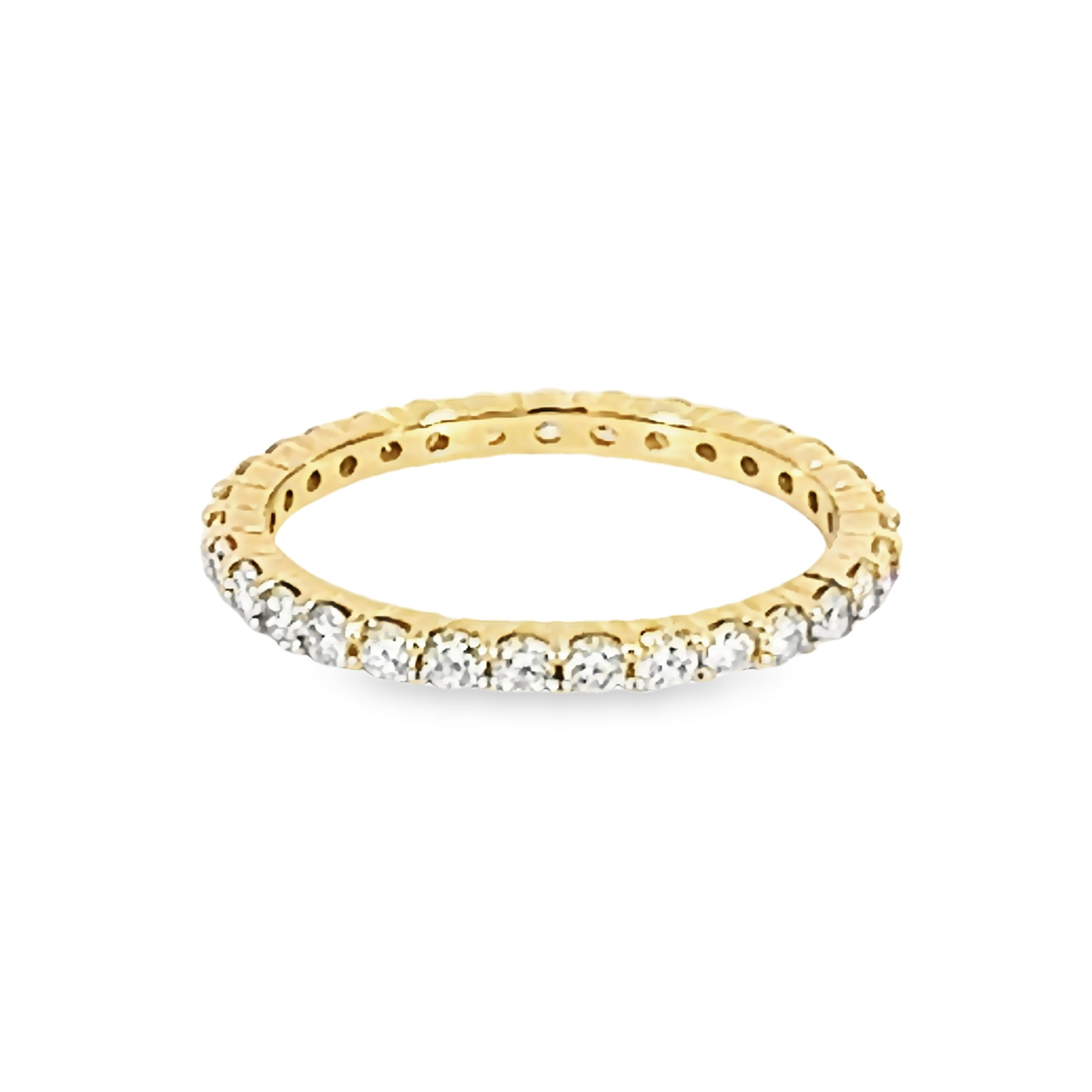 14 Karat yellow gold eternity wedding band with 31=0.76Tw Round Brilliant G Vs Diamonds