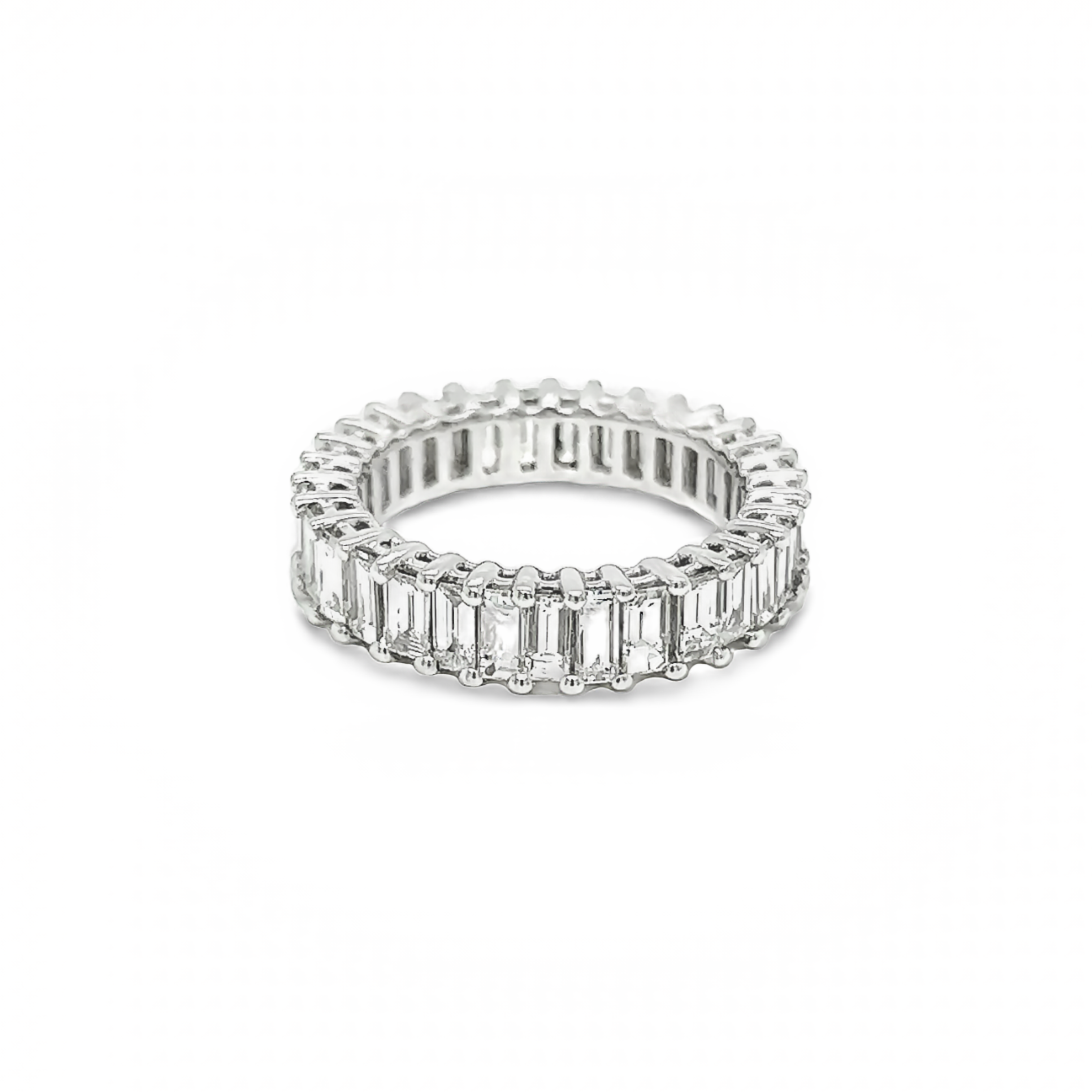 14 Karat white gold eternity wedding band with 32=3.03tw Baguette G VS Diamonds