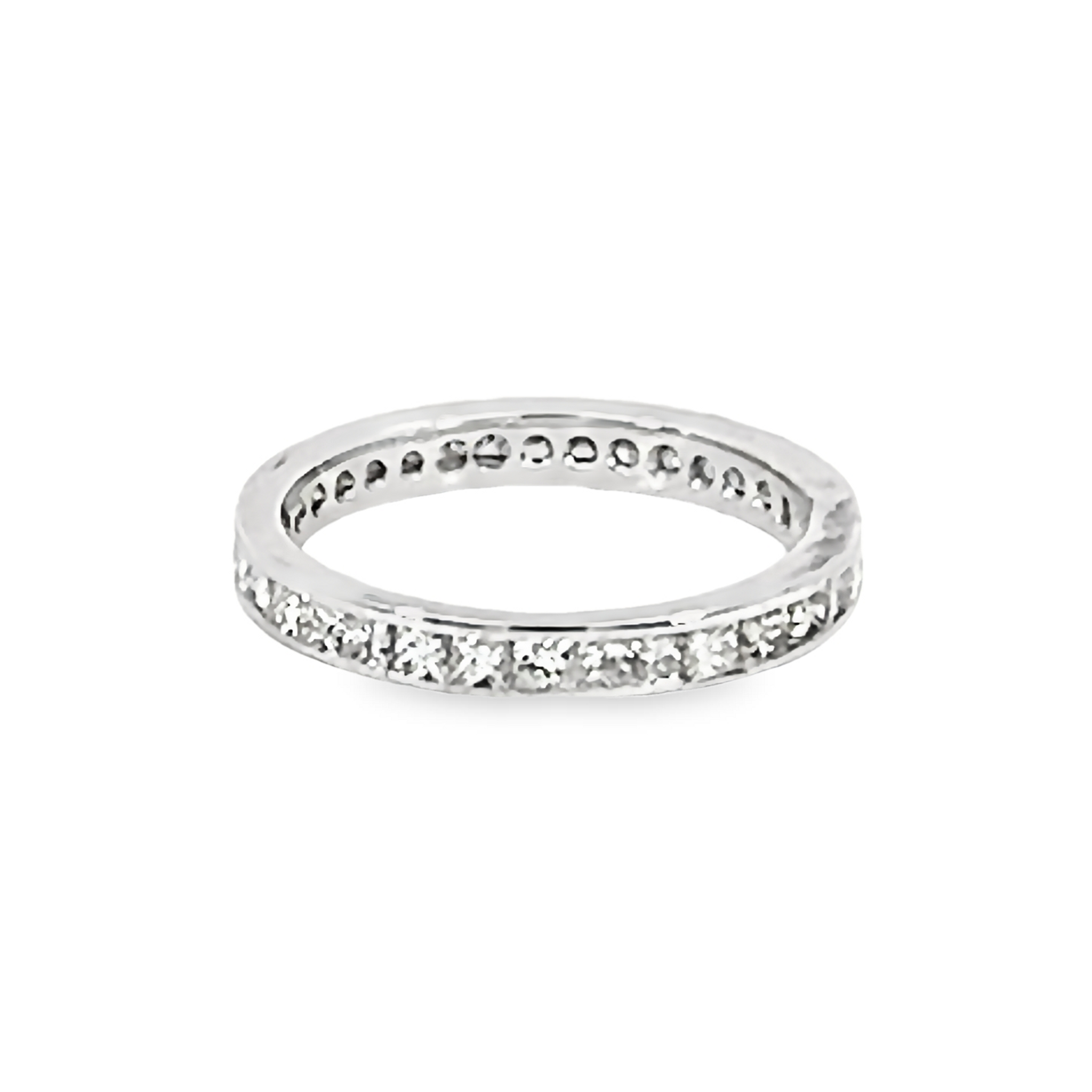 14k White Gold Princess Cut Eternity Diamond Wedding Band