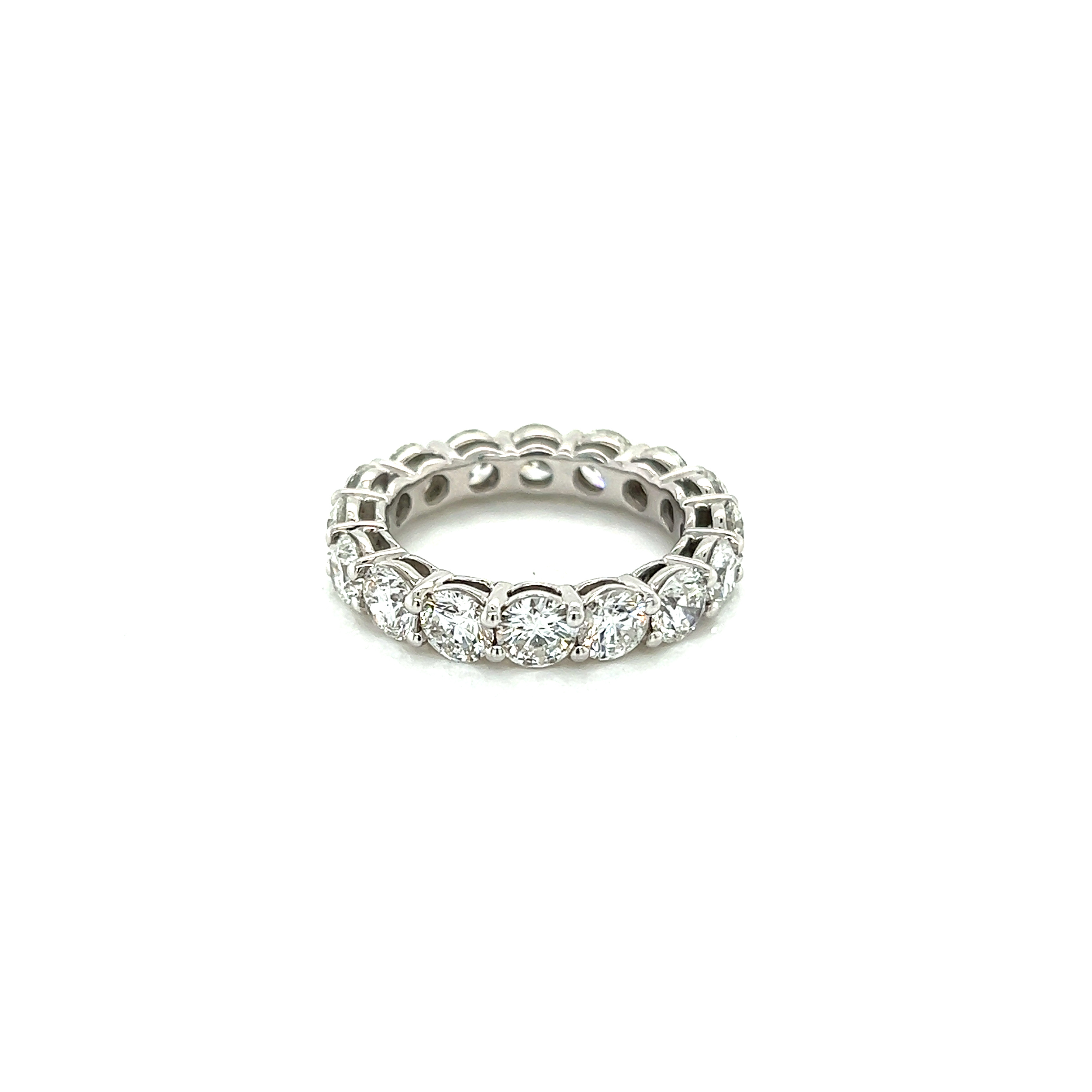 14 Karat white gold eternity wedding band with 16=5.00Tw Round Brilliant G Si Diamonds
