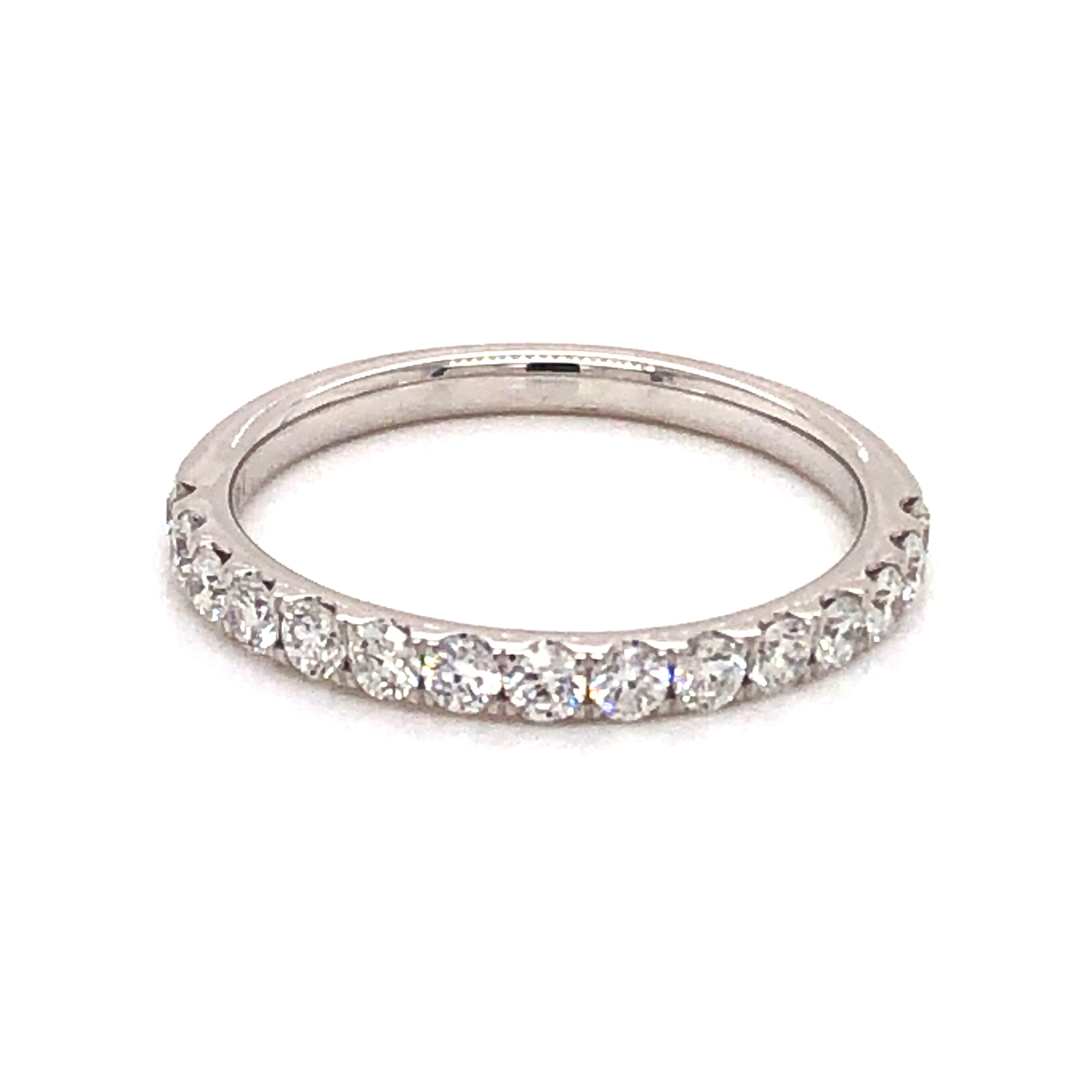 14 Karat white gold diamond band with 15=0.53TW Round Brilliant G  VS Diamonds