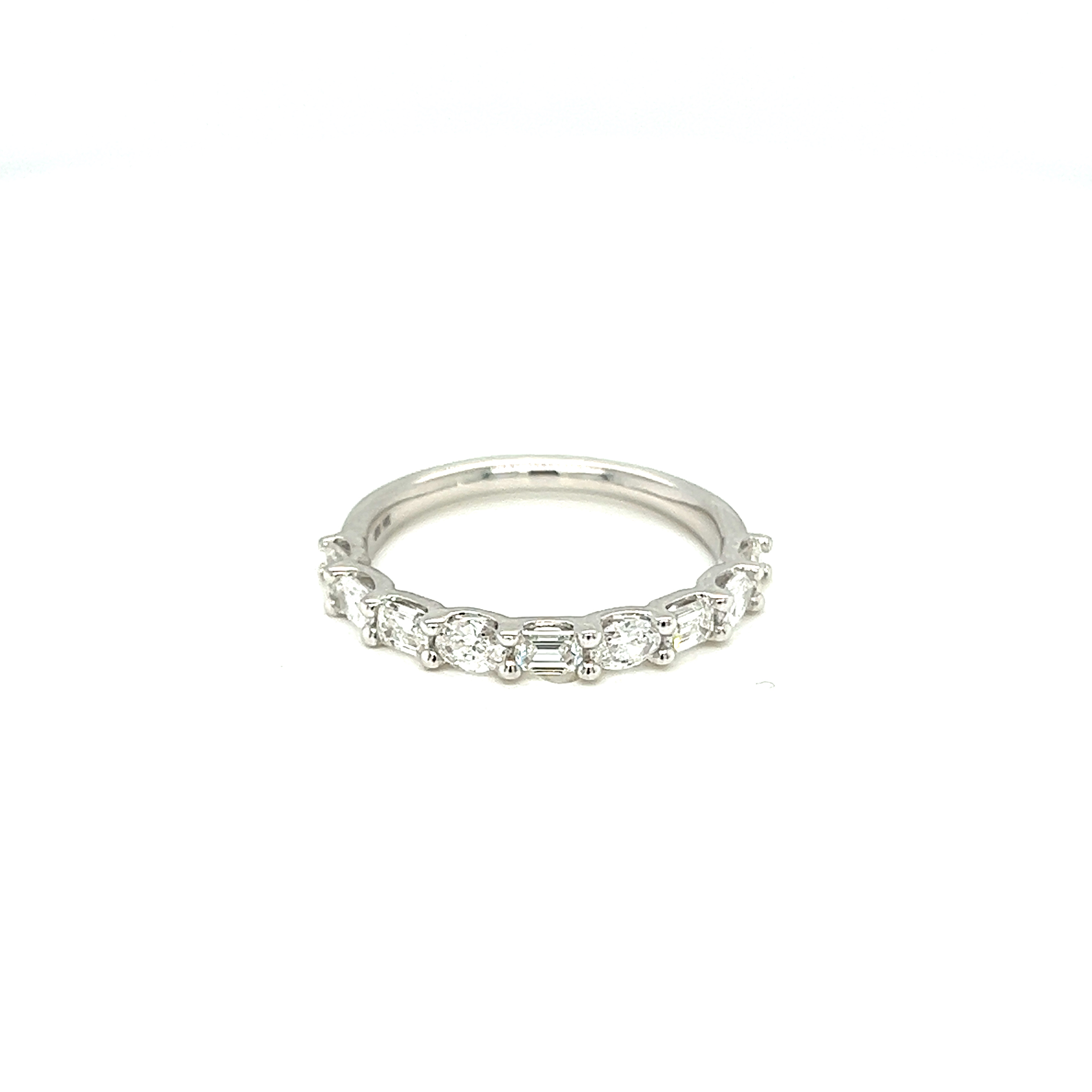 14 Karat white gold wedding band With 5=0.55Tw Emerald G Vs Diamonds And 4=0.45Tw Oval G Vs Diamonds