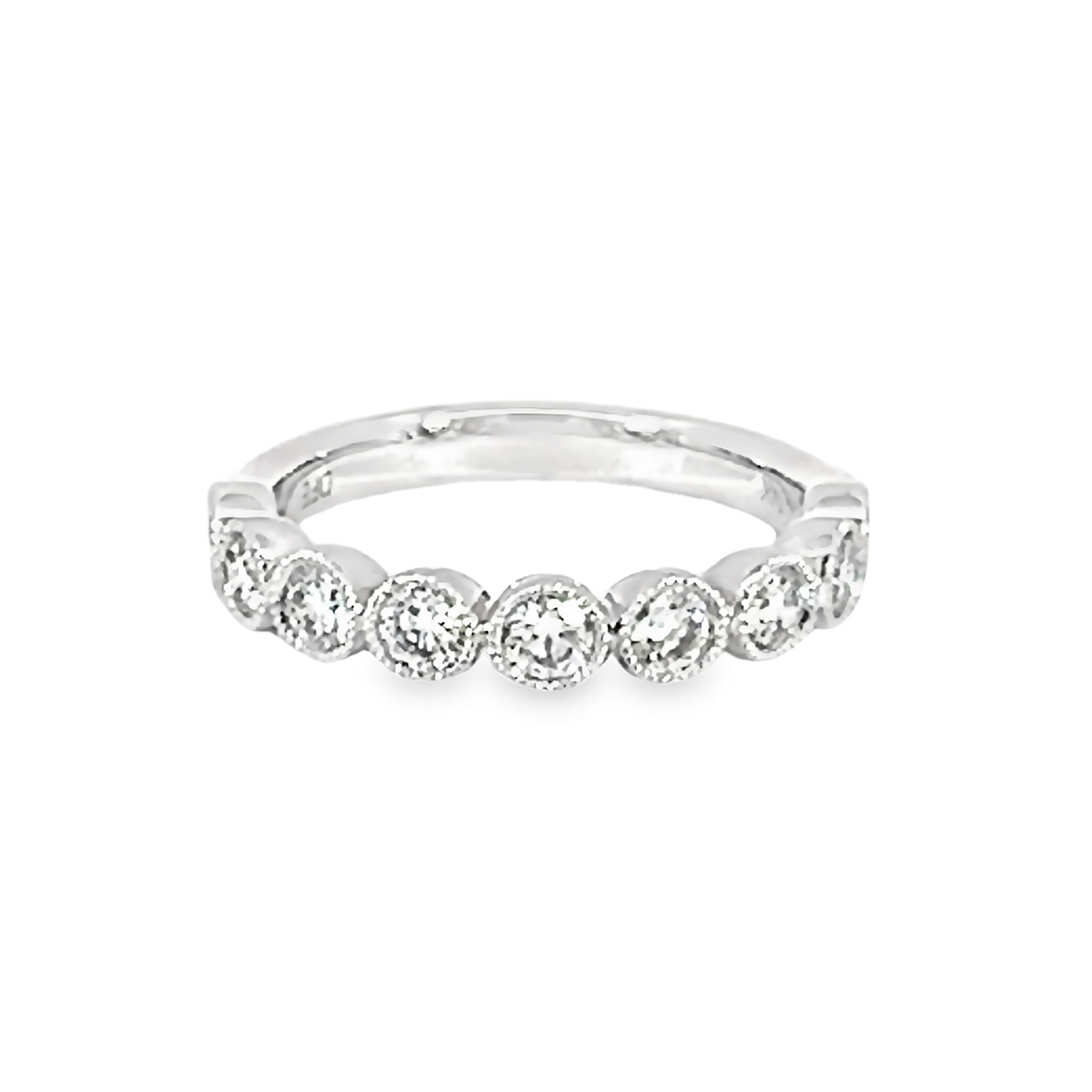 14k White Gold Bezel Set Diamond Wedding Band