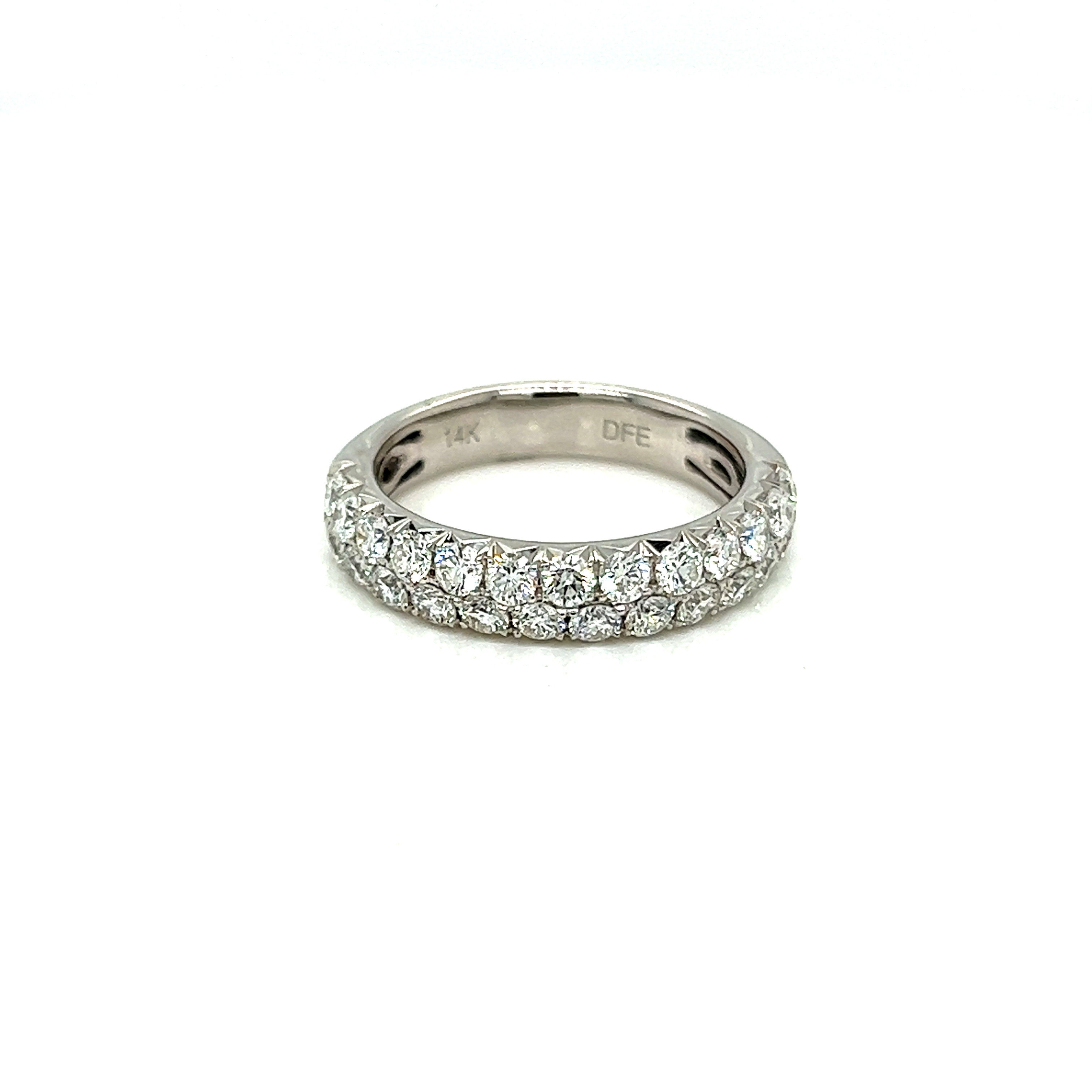 14 Karat white gold wedding band Size 6.5 with 27=1.50tw Round Brilliant G VS Diamonds