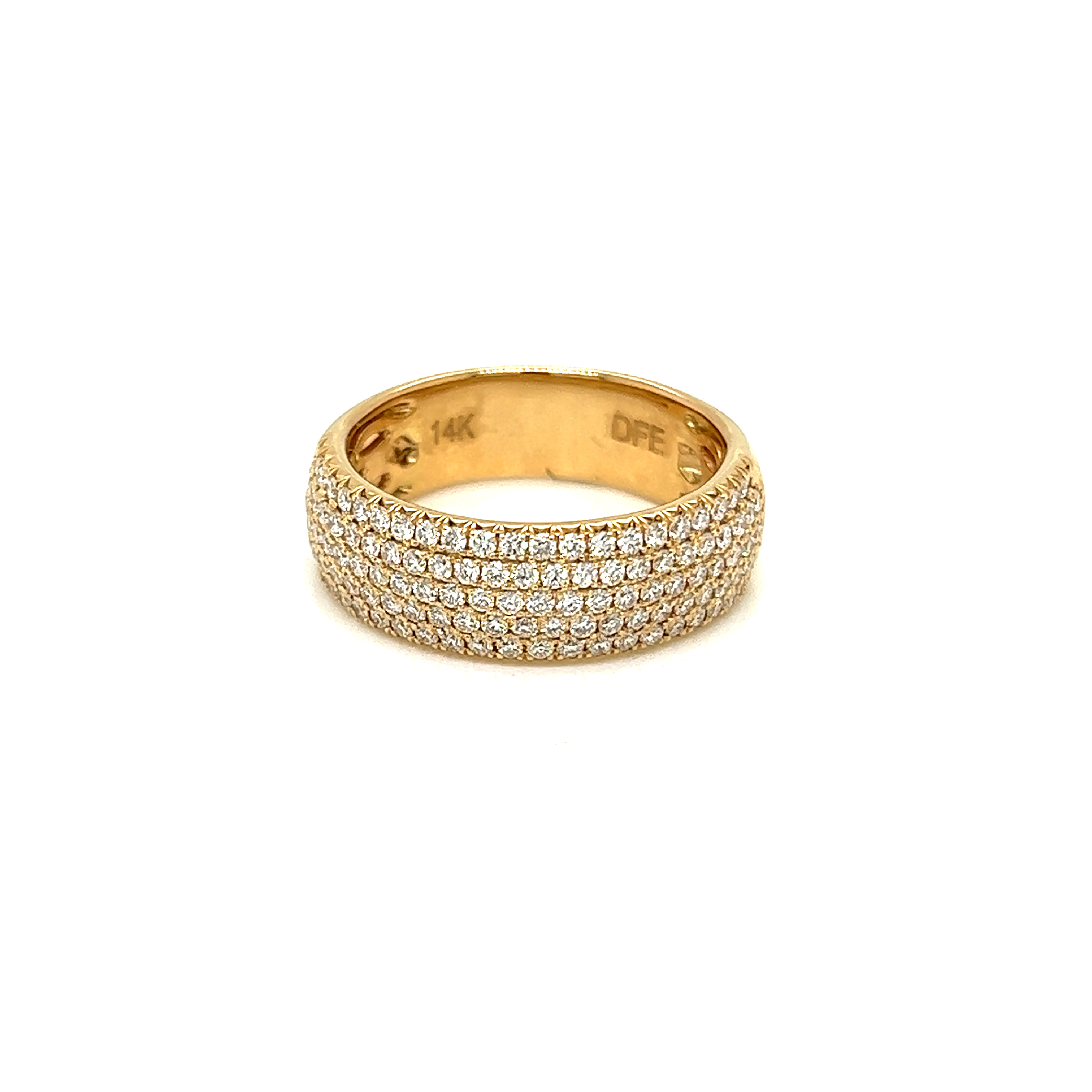 14 Karat yellow gold wedding band Size 6.5 with 120=0.80tw Round Brilliant G VS Diamonds