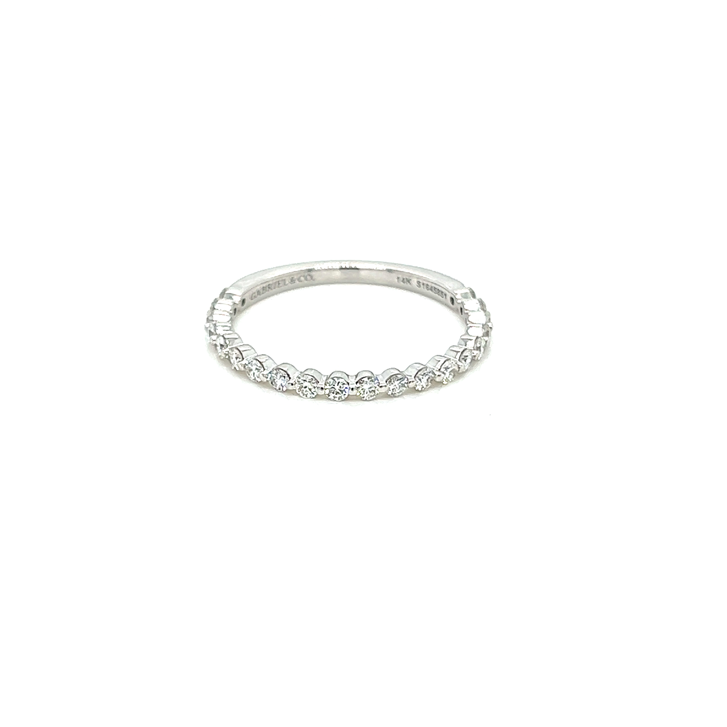 14 Karat white gold wedding band with 20=0.37 total weight round brilliant G VS Diamonds
