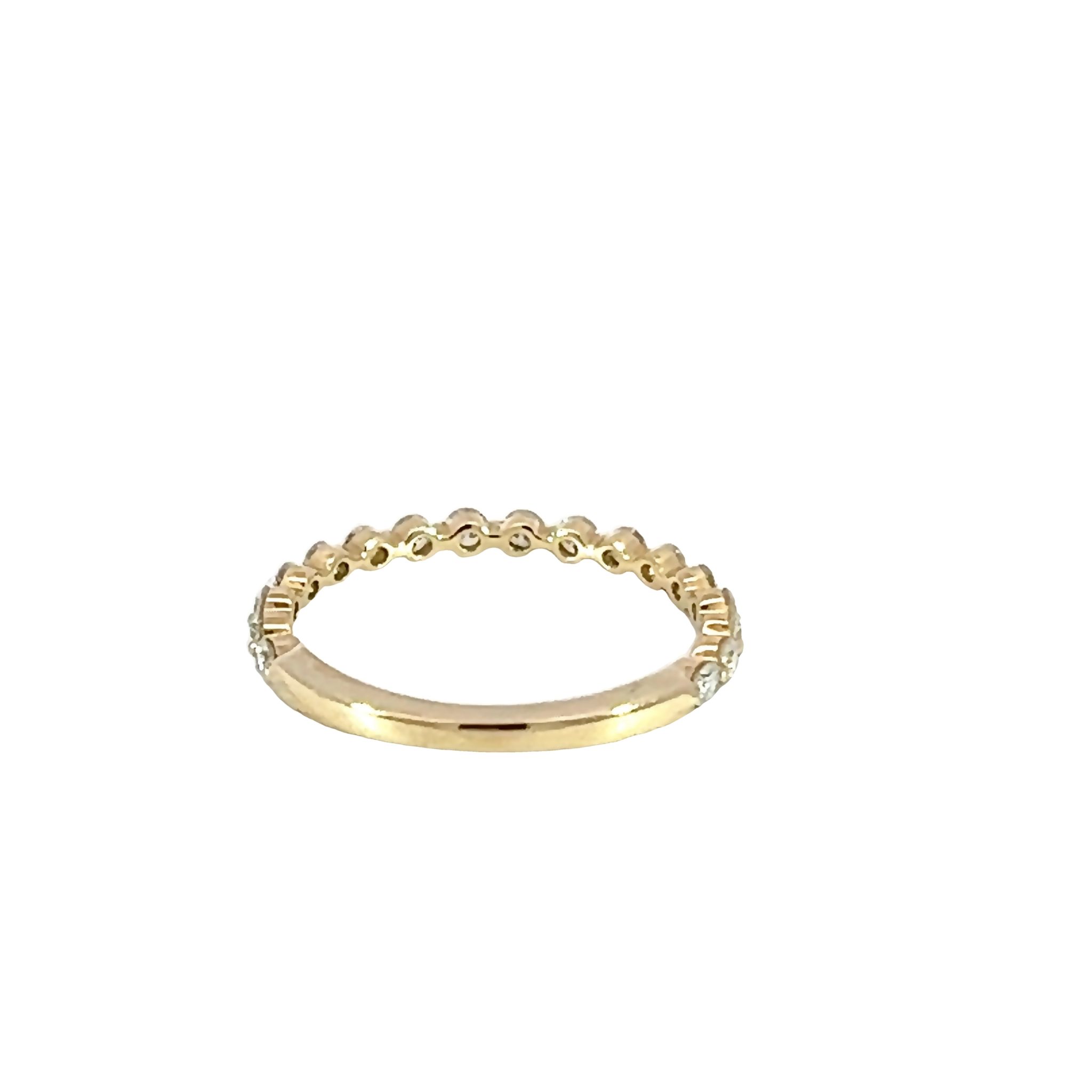 14k Yellow Gold Shared Prong Diamond Wedding Band