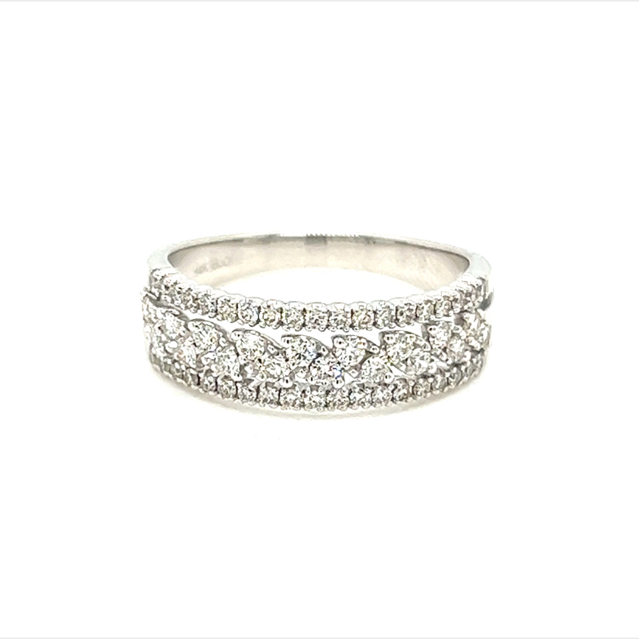 14 karat white gold wedding Band with 56=0.51Tw Round Brilliant G Vs Diamonds
