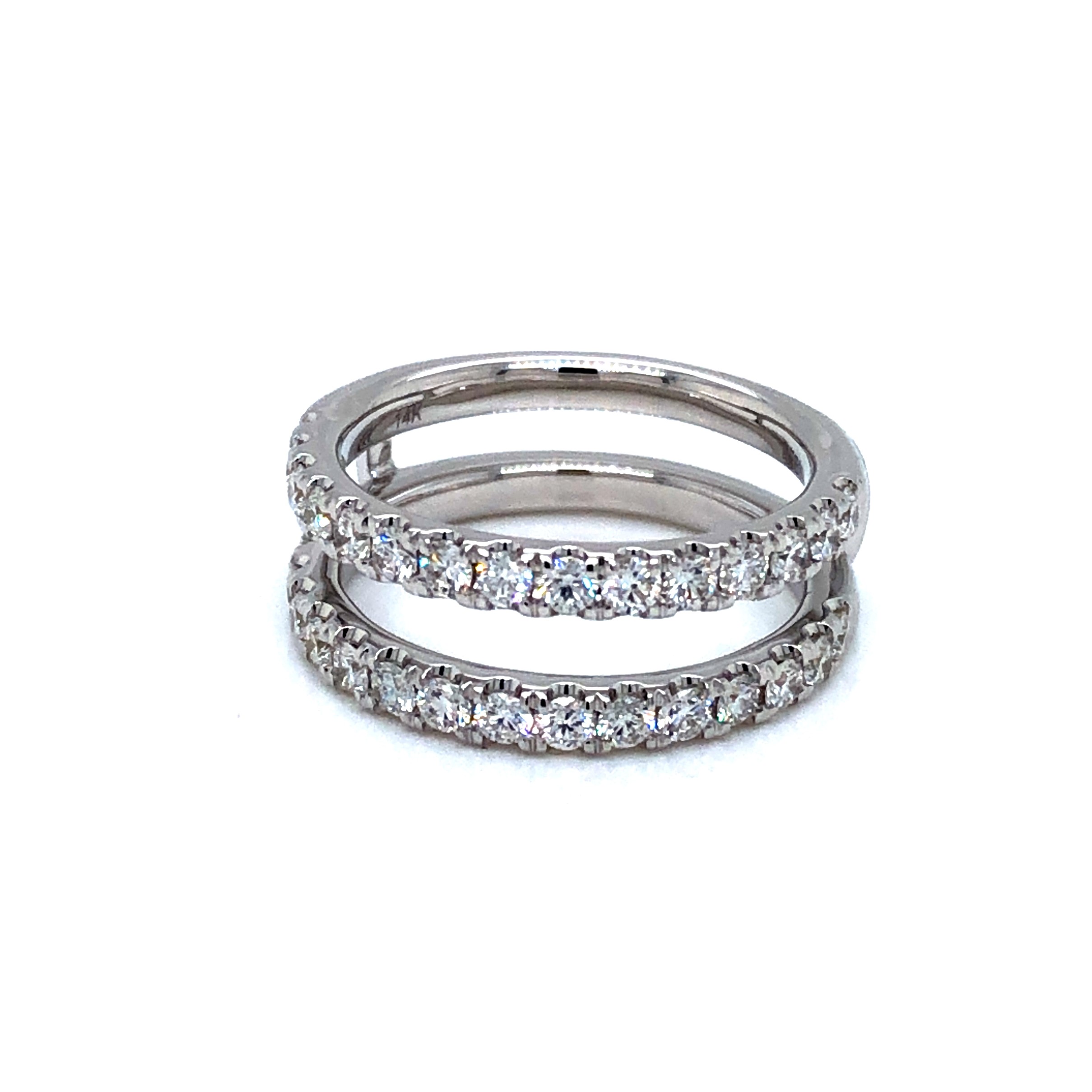 14 Karat White Gold Diamond Guard With 30=1.00TW Round Brilliant G VS Diamonds