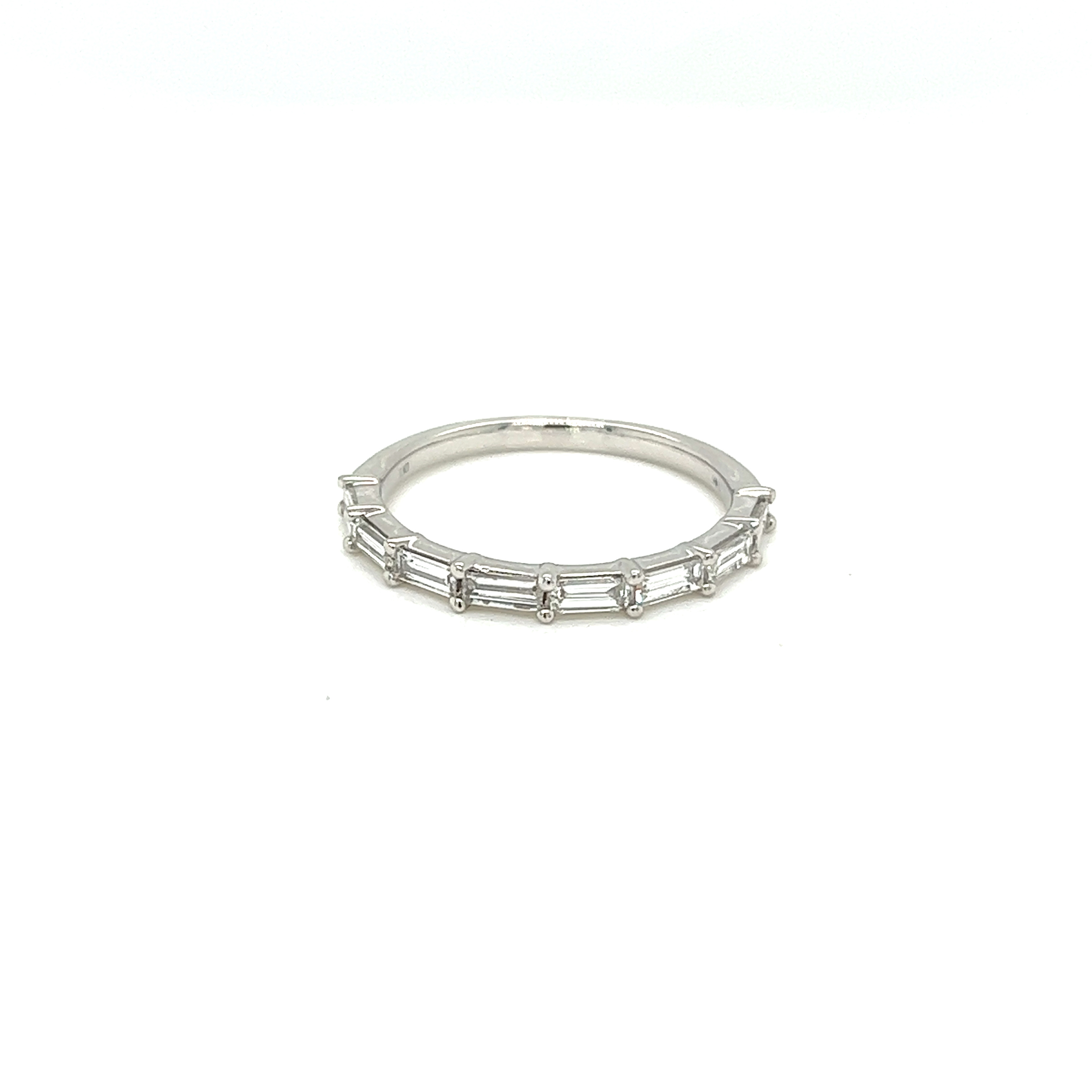 14 Karat white gold wedding band with 8=0.55Total weight Baguette G VS Diamonds
