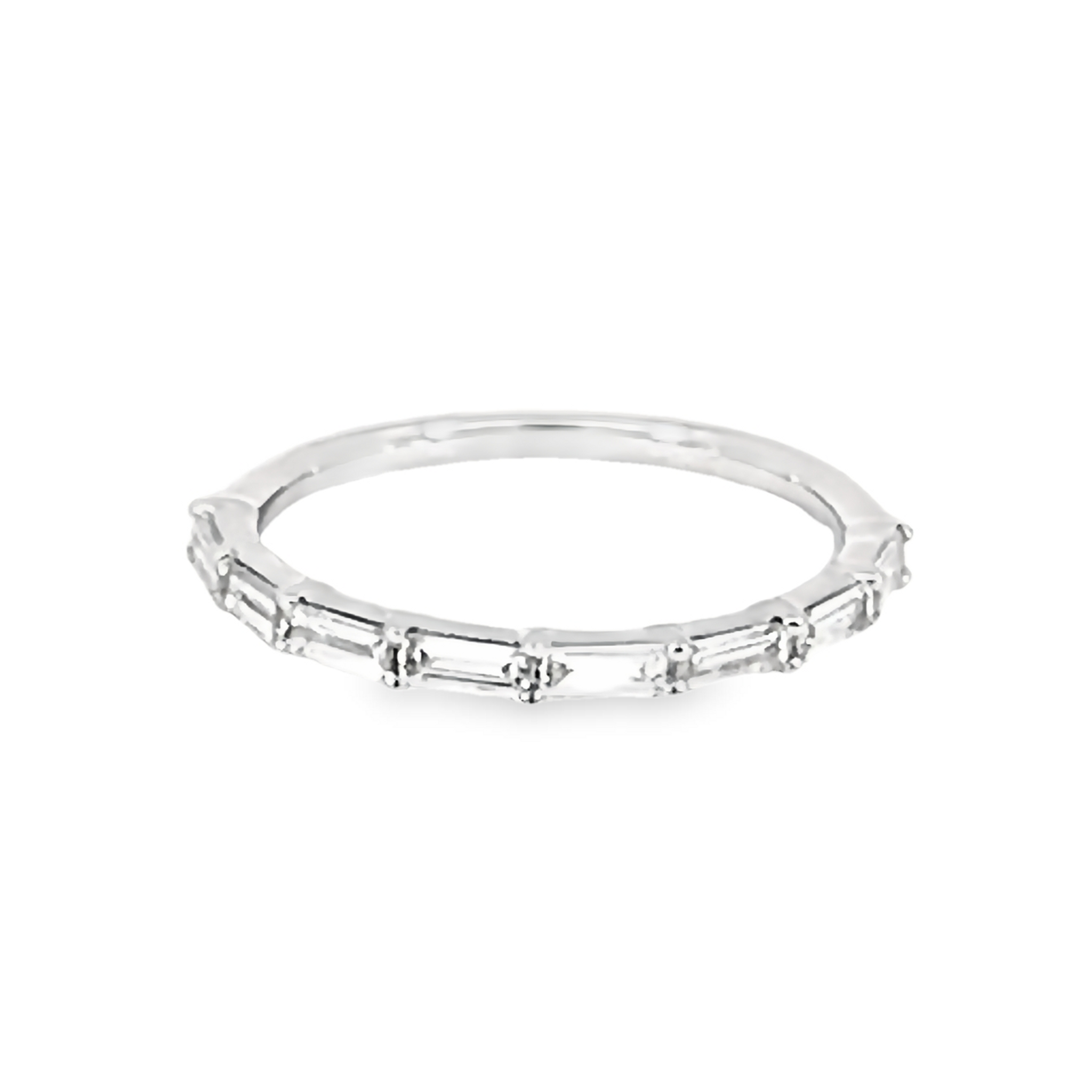 14k White Gold Baguette Cut Diamond Wedding Band