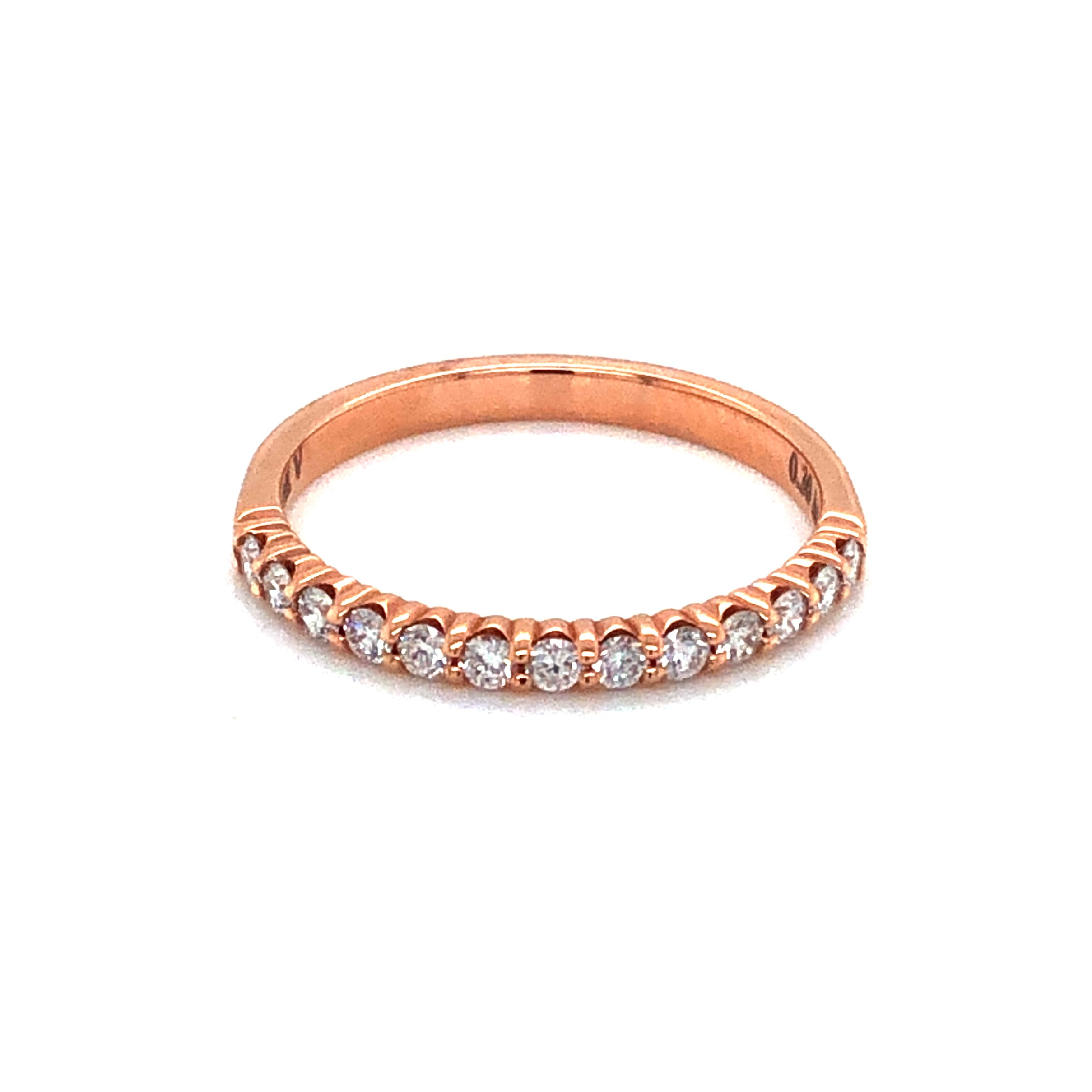 14 Karat rose gold wedding band With 13=0.30TW Round Brilliant G VS Diamonds