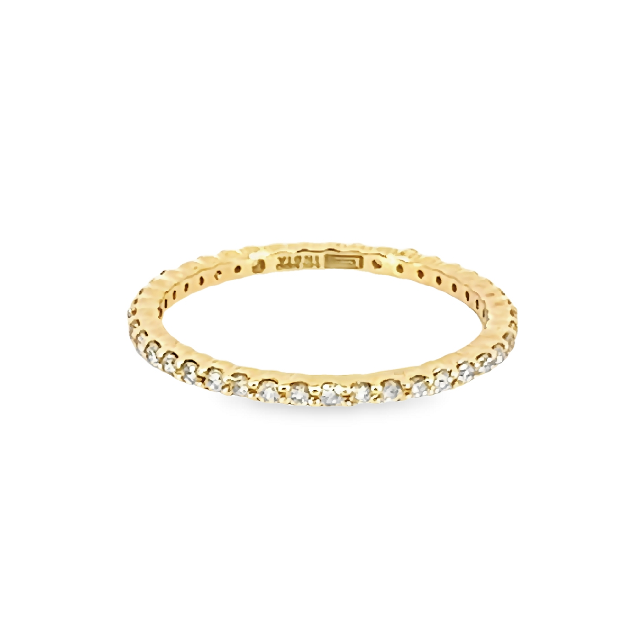 14 Karat yellow gold eternity wedding band Size 8 with 41=0.53 total weight round brilliant G SI Diamonds
