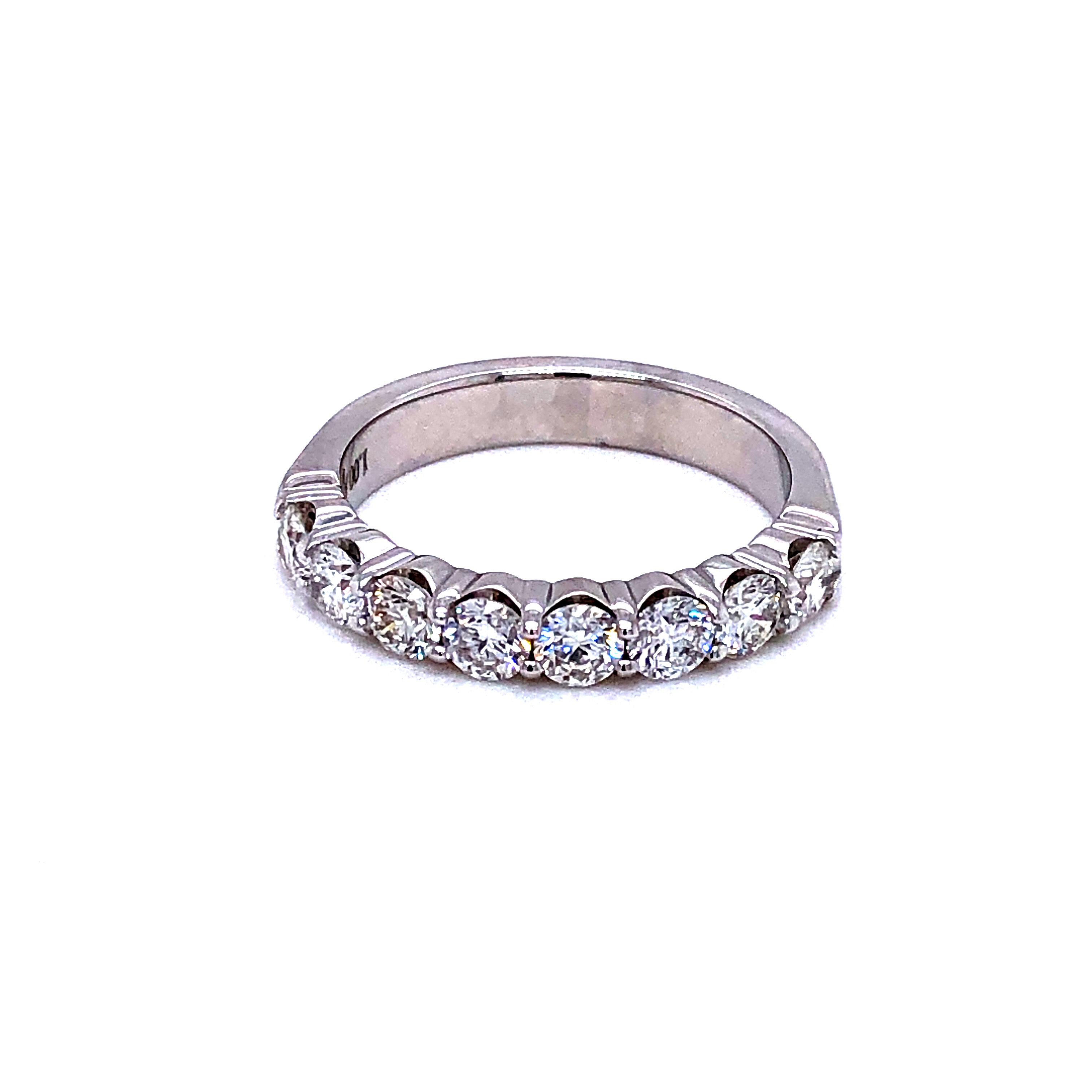 14 Karat white gold band with 8=1.00TW Round Brilliant G SI Diamonds
