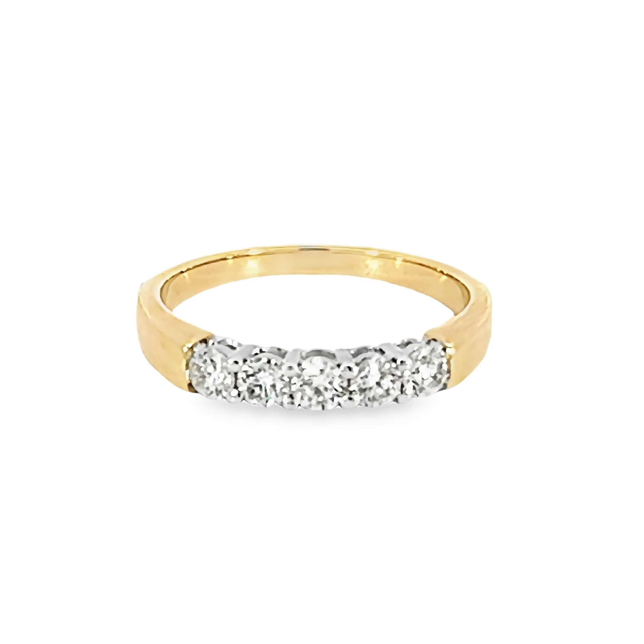 14k Yellow Gold Five Stone Diamond Wedding Band