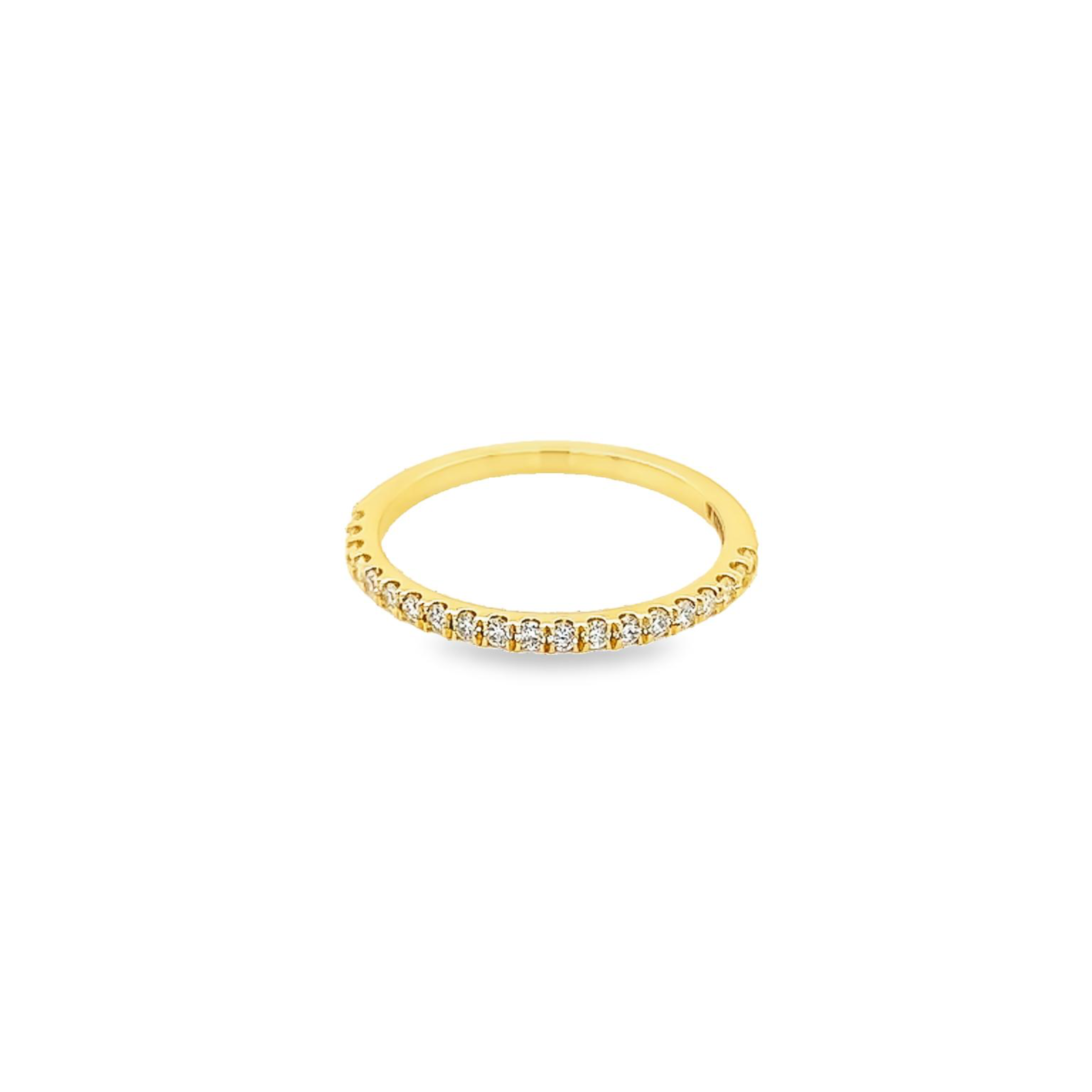 14 Karat yellow wedding band Size 6.5 with 20=0.25 total weight round brilliant G VS Diamonds
