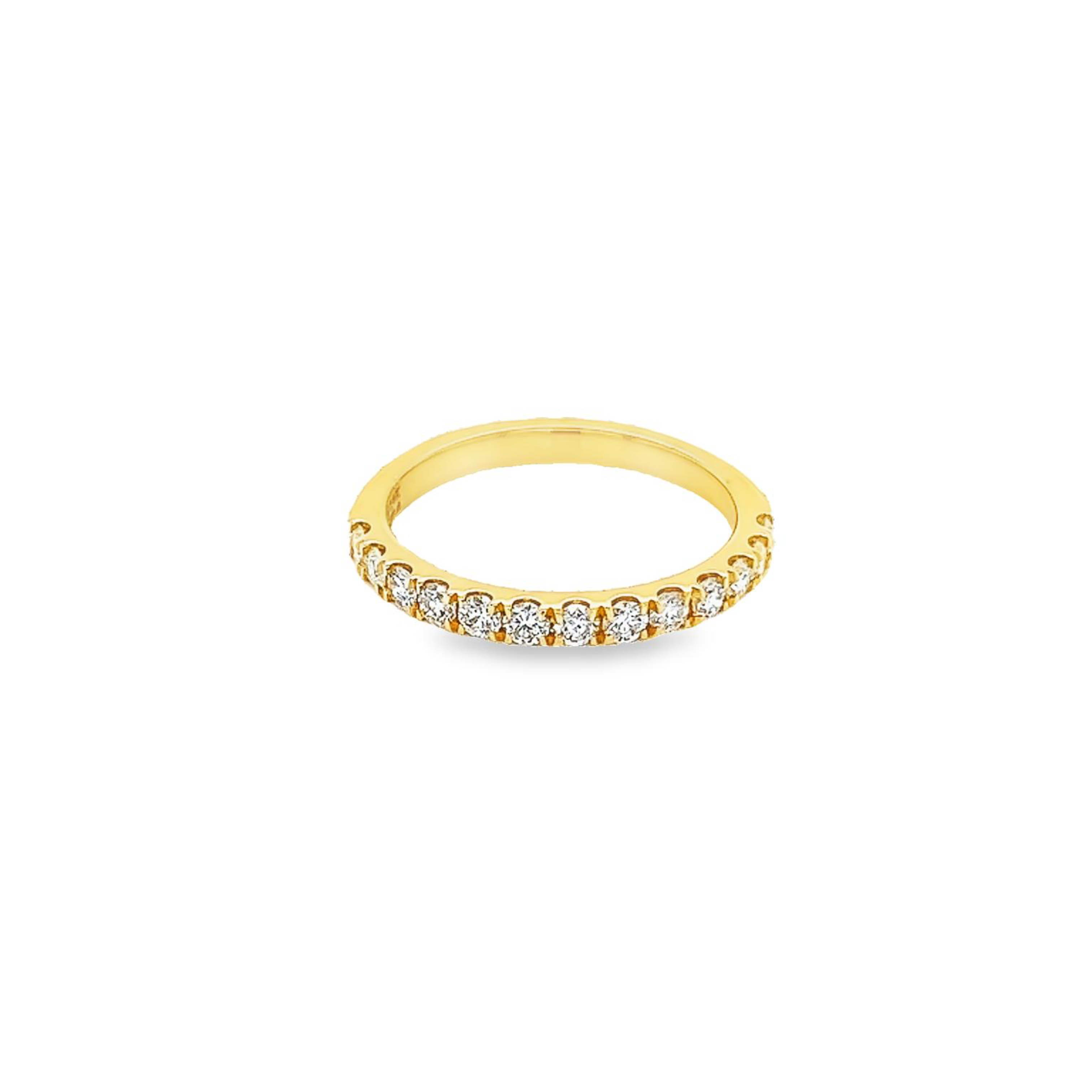 14 Karat yellow gold wedding band Size 6.5 with 13=0.50 total weight round brilliant G VS Diamonds
